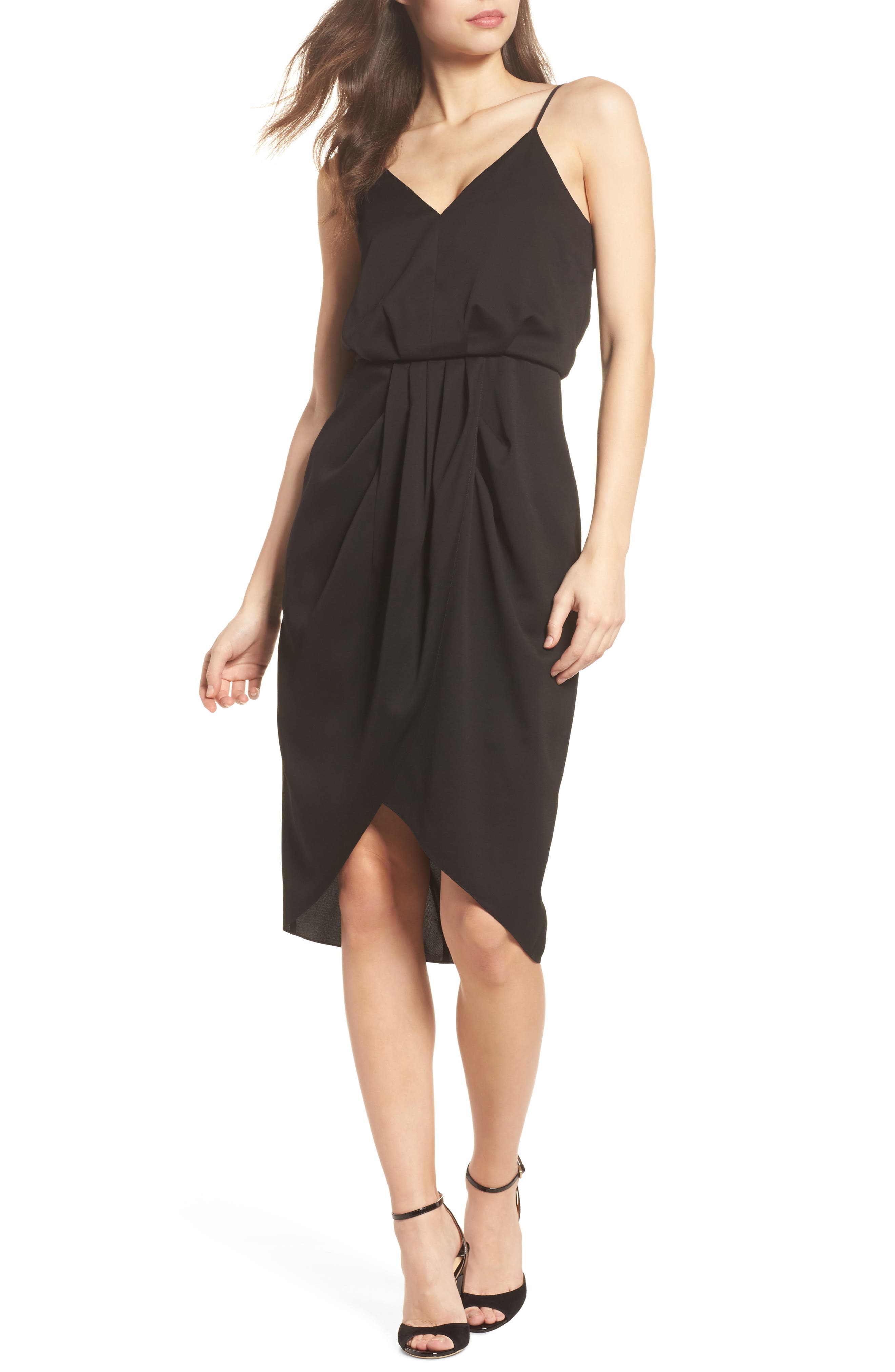 Chelsea28 Print Faux Wrap Dress, Black