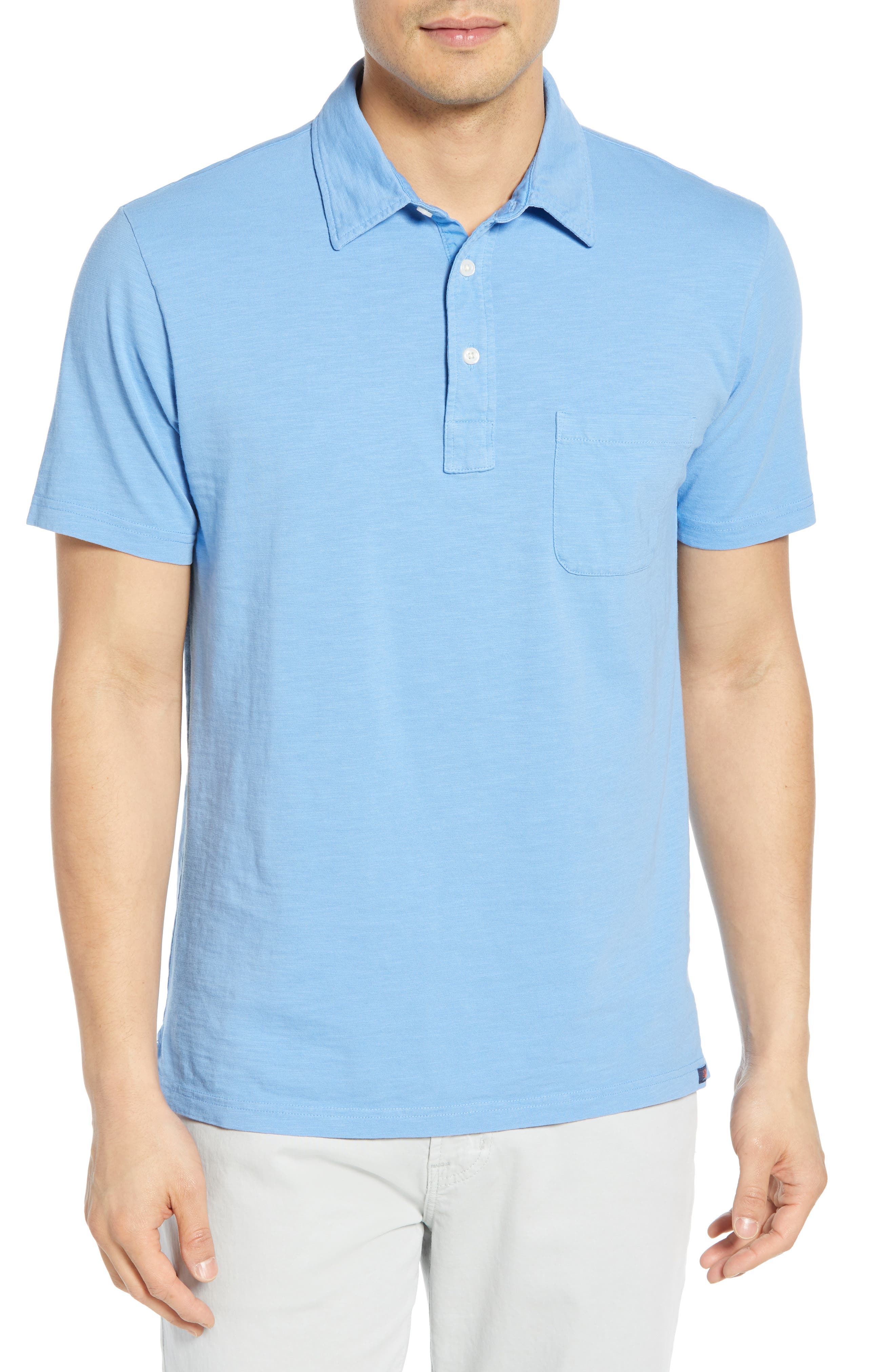 Faherty Sunwashed Regular Fit Polo, Blue