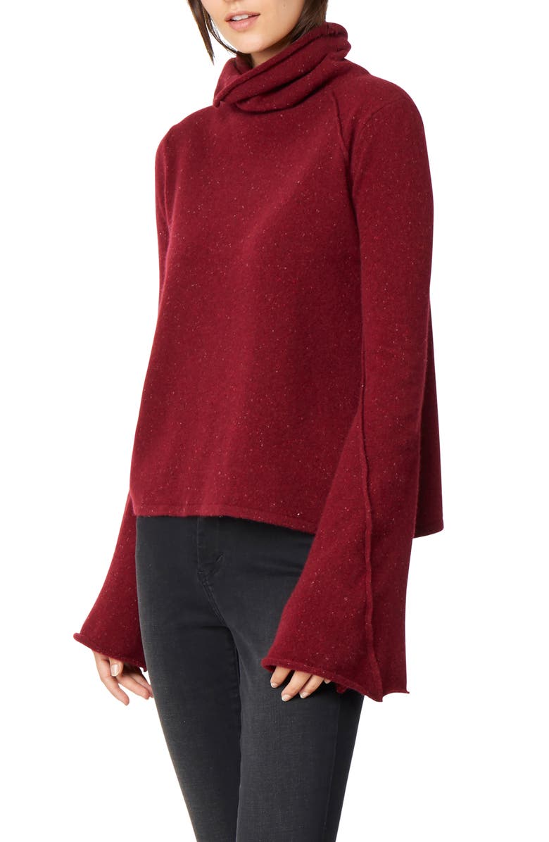 Adalyn Oversize Bell Sleeve Cashmere Sweater, Main, color, DAPPLED CLARET