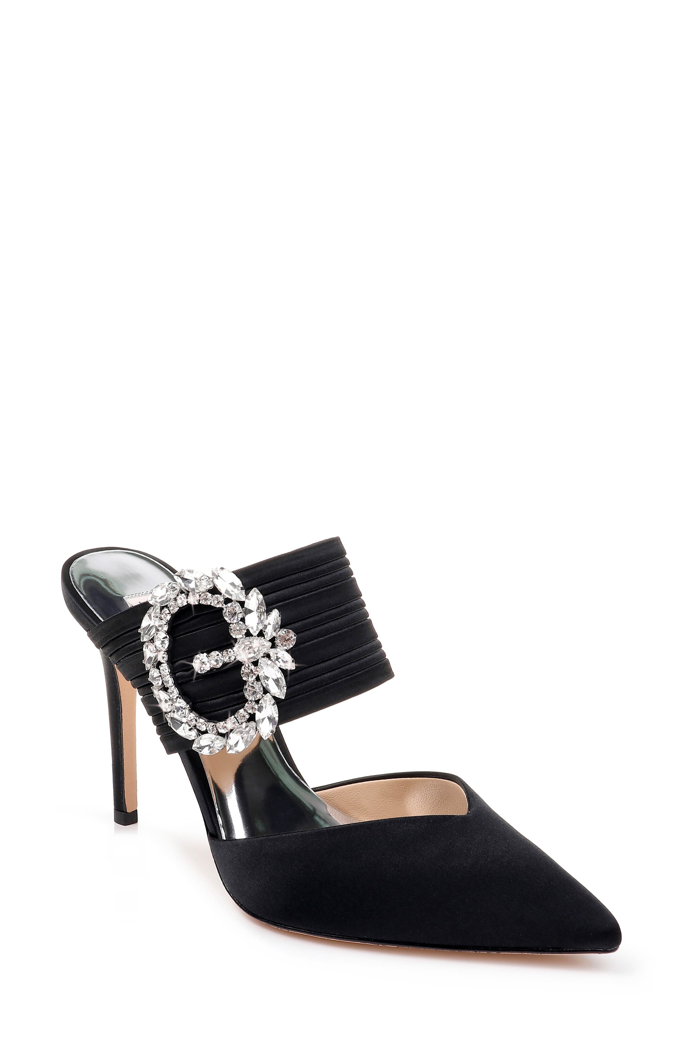Badgley Mischka Crystal Buckle Mule, Black