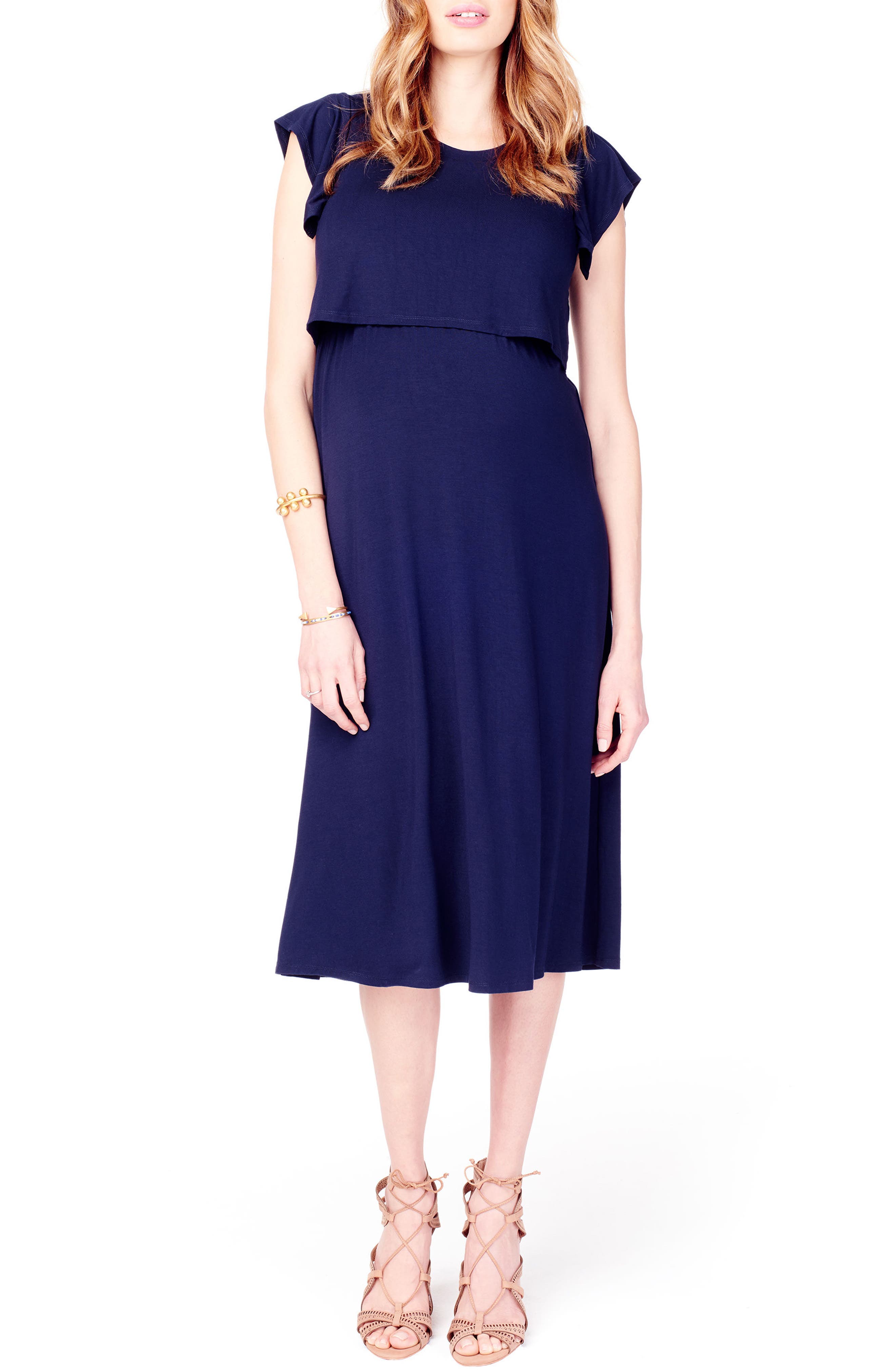 Ingrid & Isabel Maternity/nursing Midi Dress, Blue