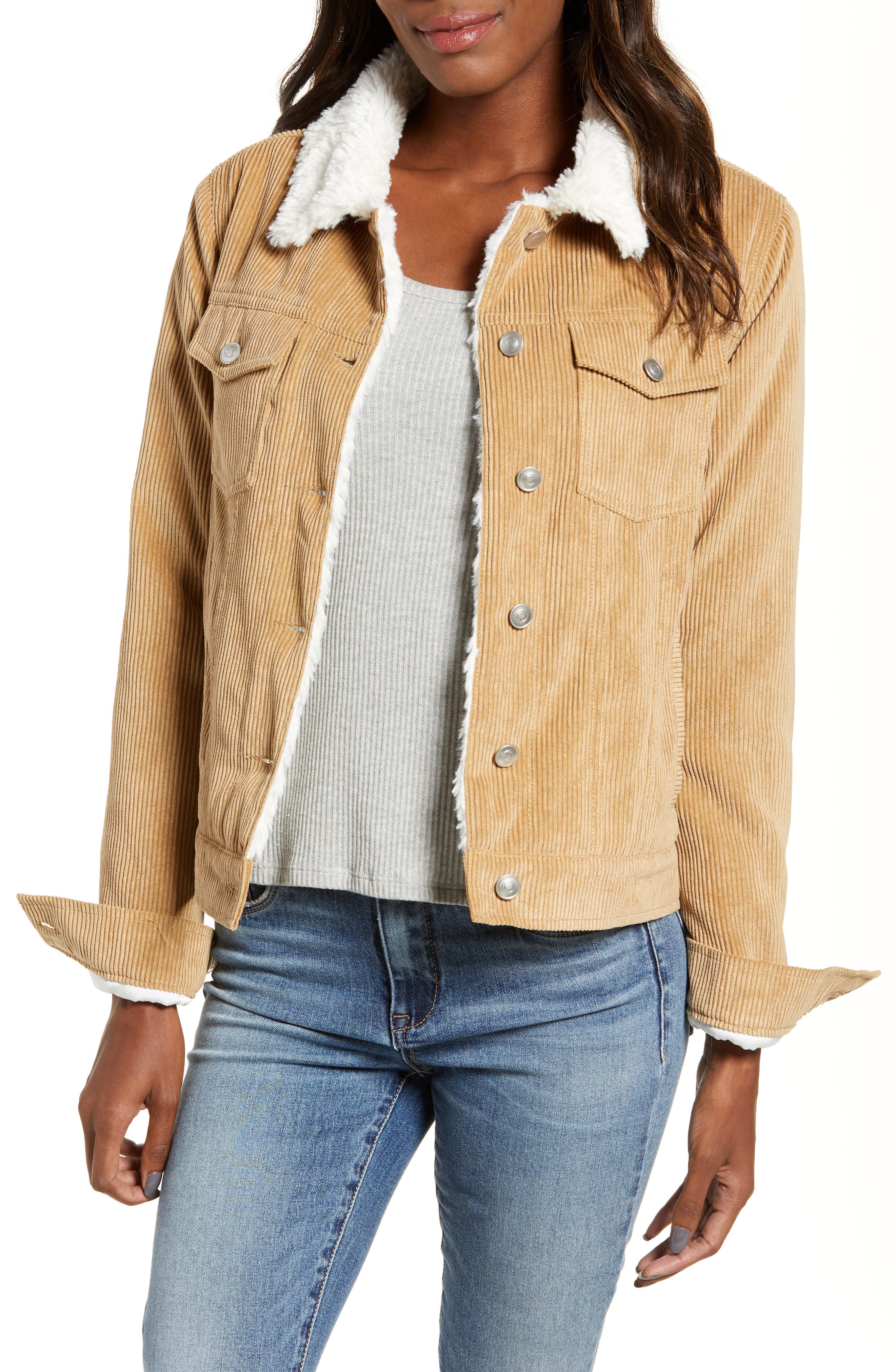 Thread & Supply Paddington Fleece Lined Corduroy Jacket, Beige