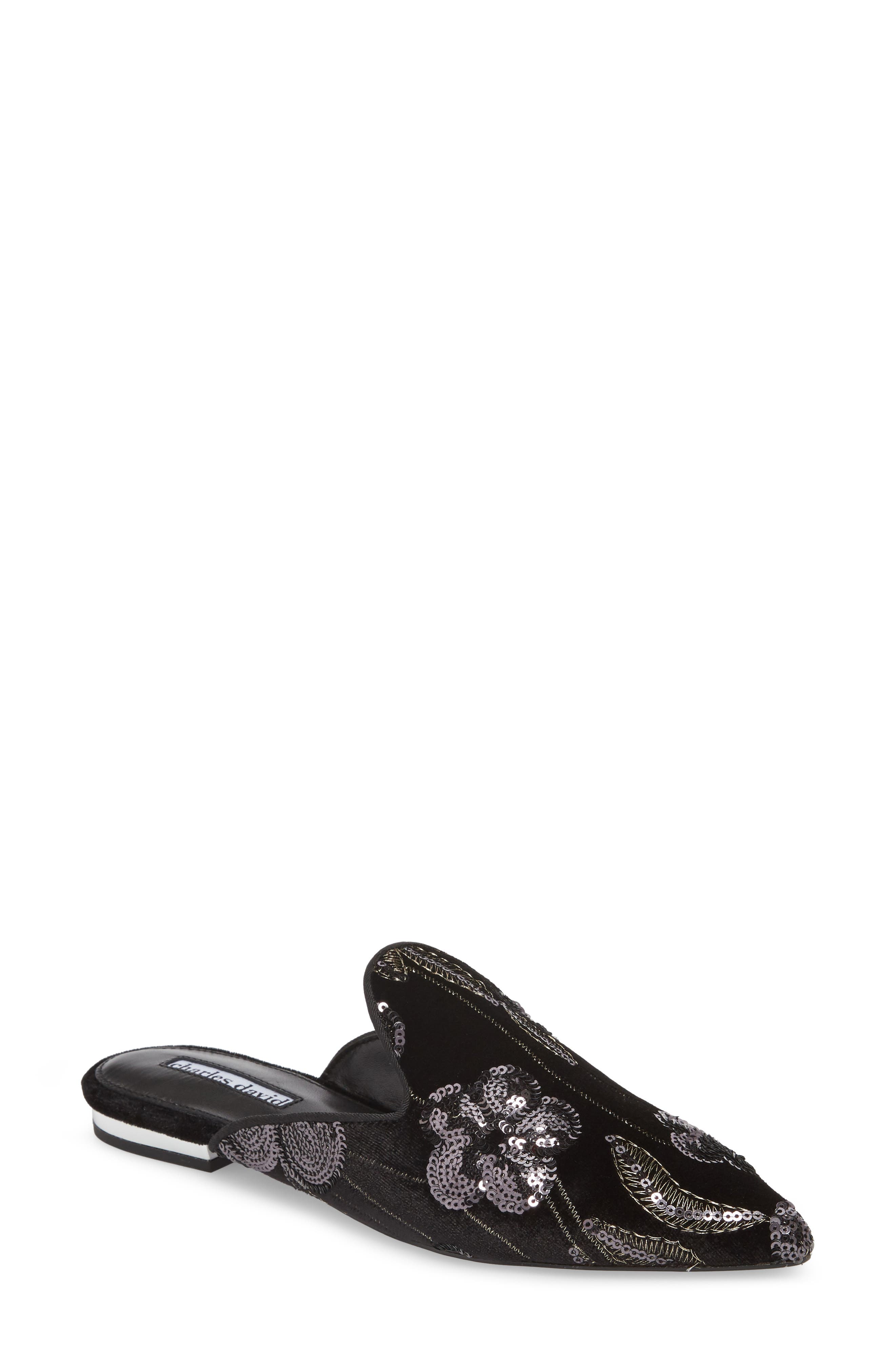Charles David Willis Loafer Mule, Black