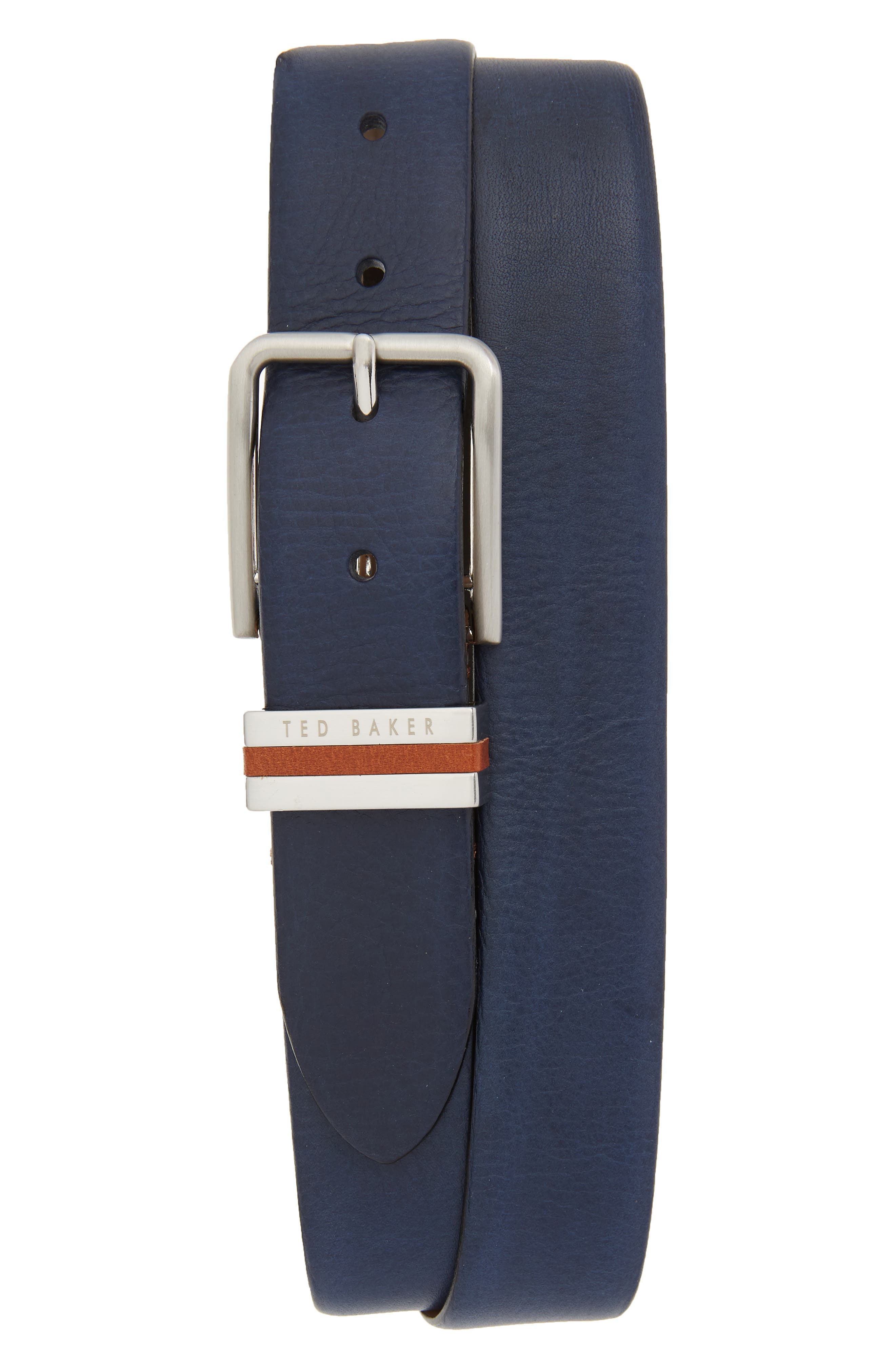 Ted Baker London Leather Belt, Navy