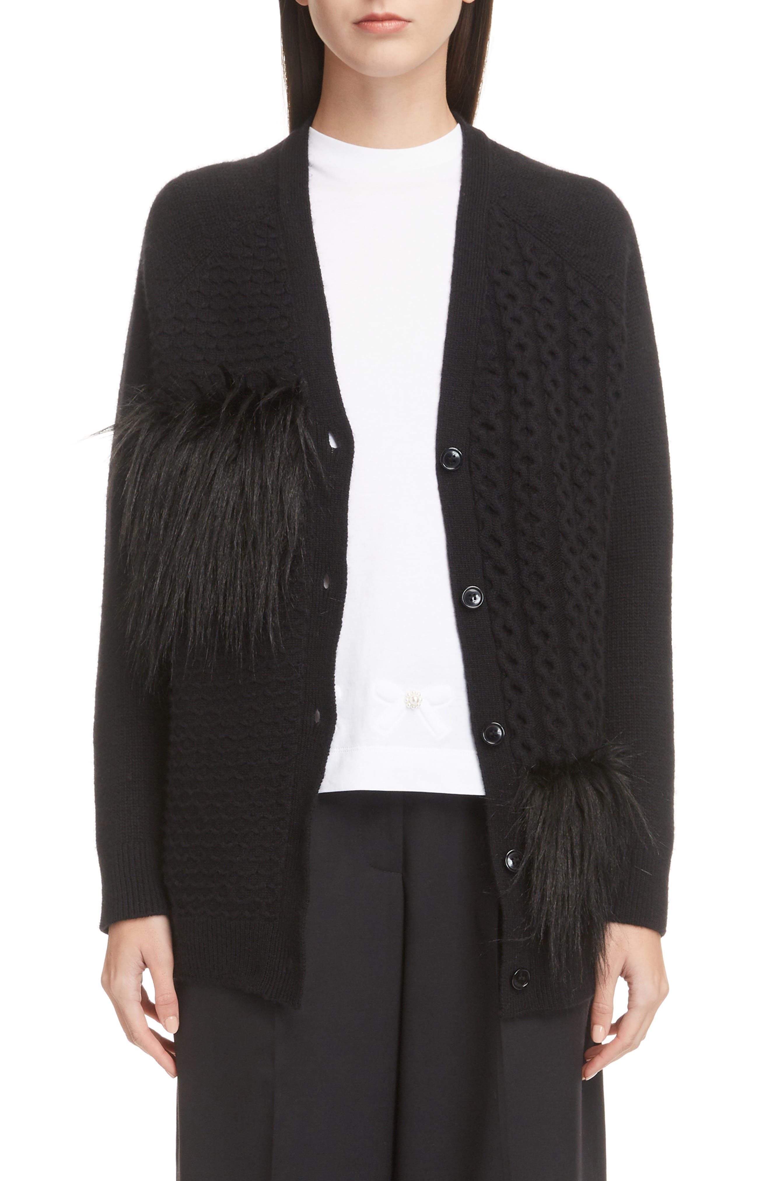 Simone Rocha Patchwork Merino Wool & Cashmere Cardigan, Black