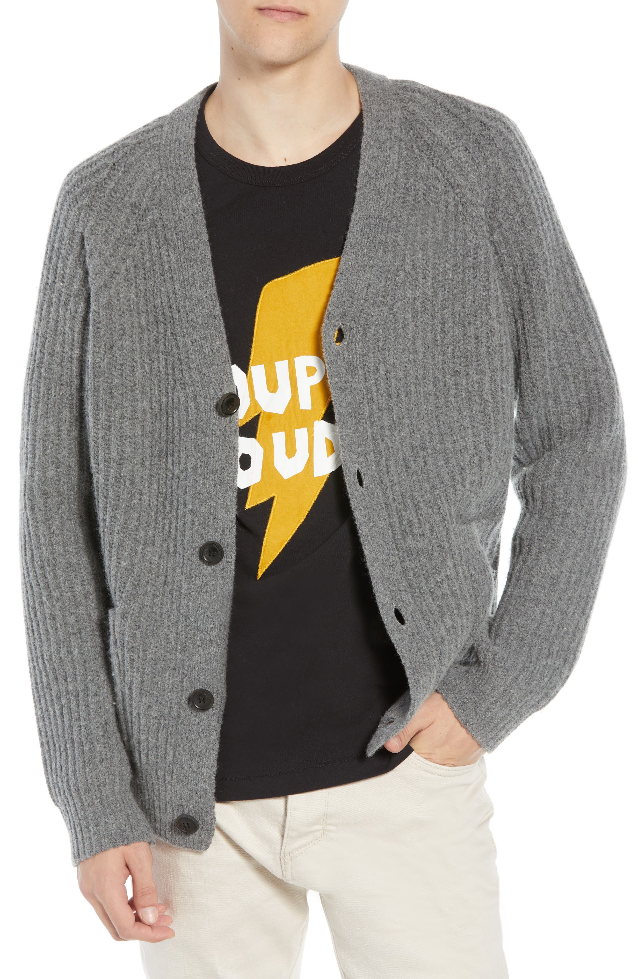 French Connection Supersoft Wool Blend Cardigan, Grey