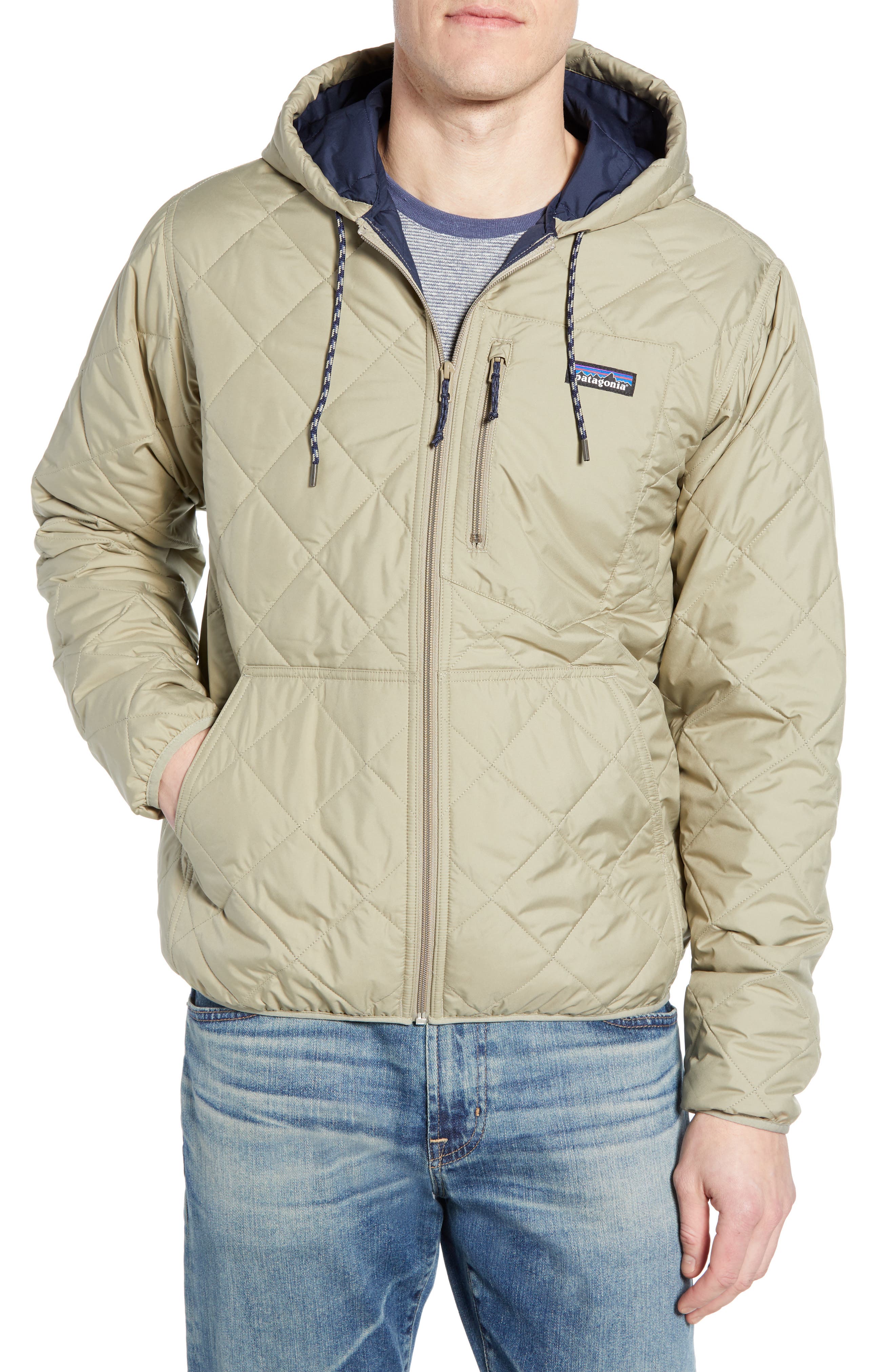Patagonia Diamond Quilt Ripstop Hooded Jacket, Grey