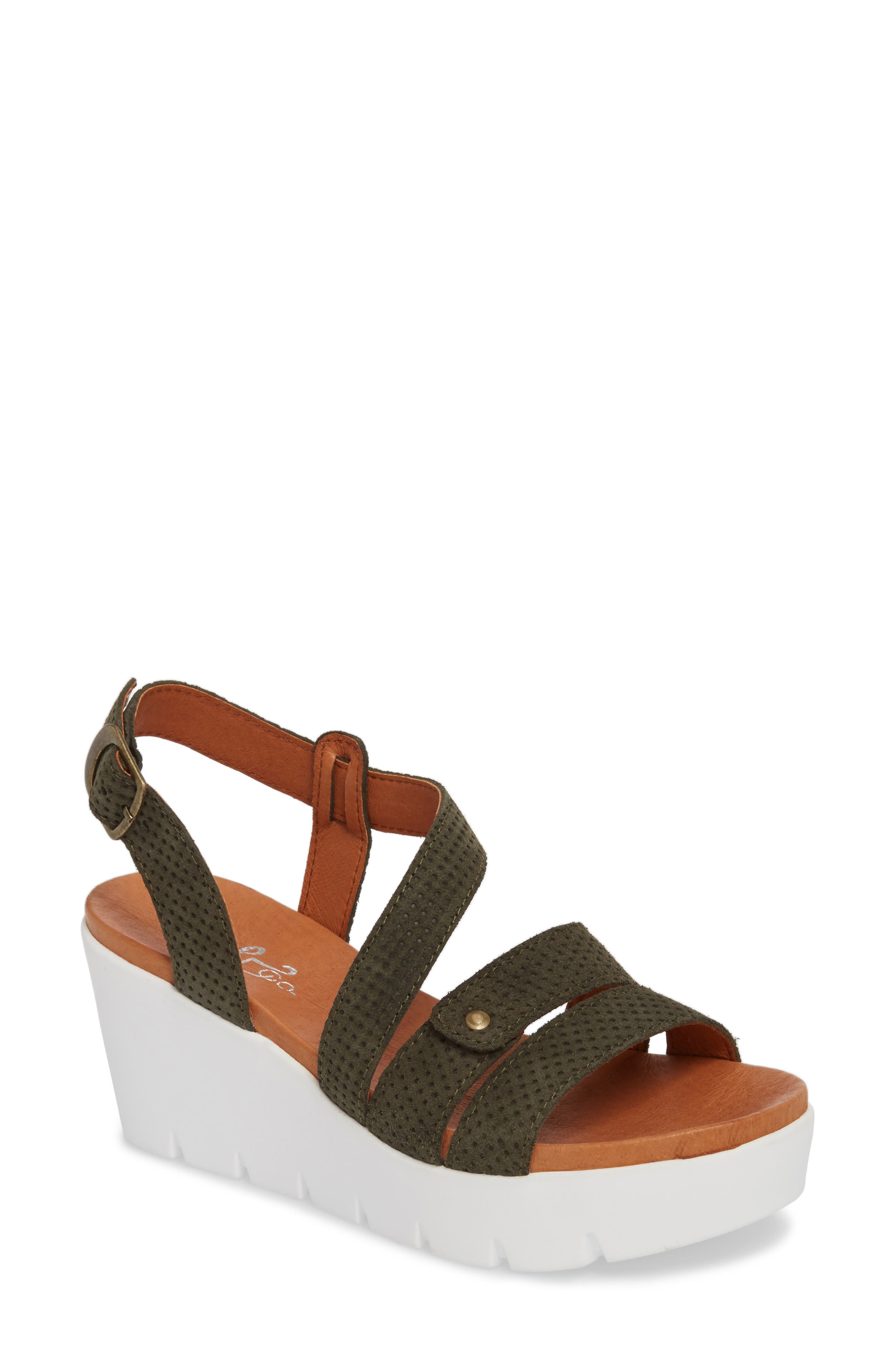 Bos. & Co. Sierra Platform Wedge Sandal, Green