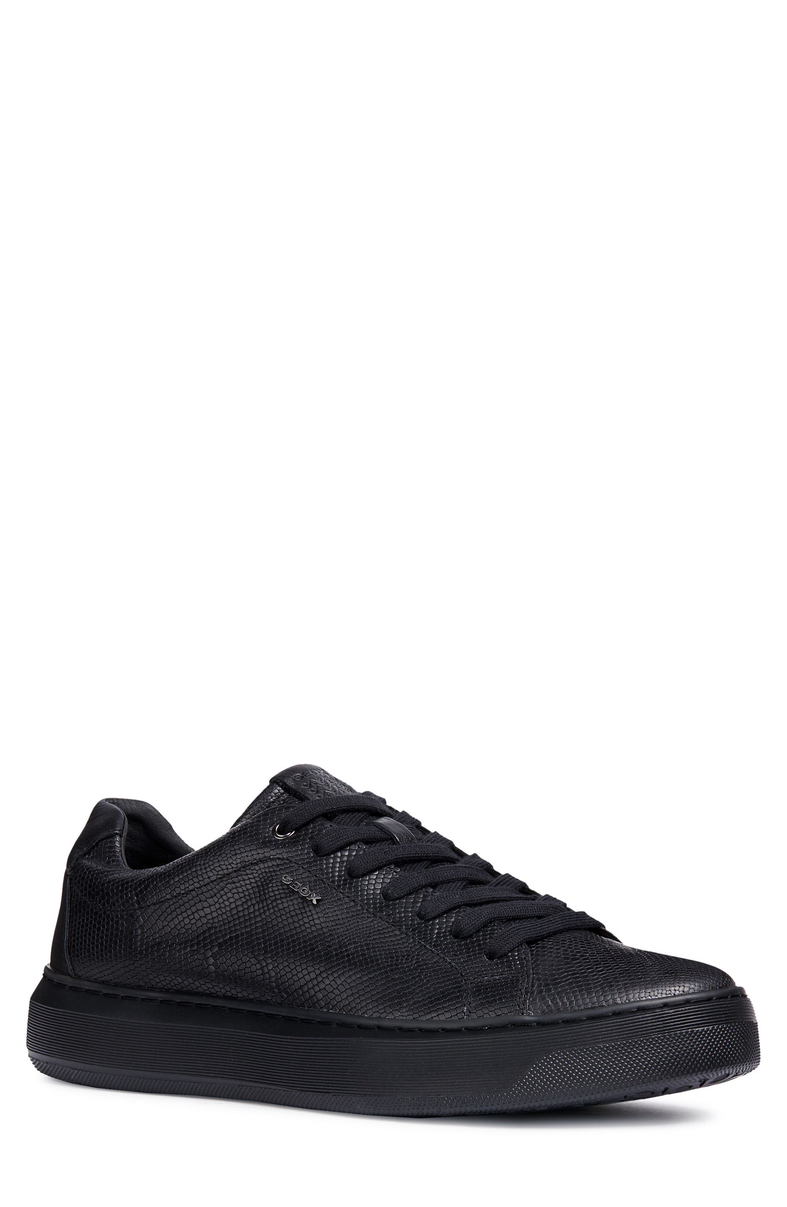 Geox Deiven 7 Snake Embossed Low Top Sneaker, Black