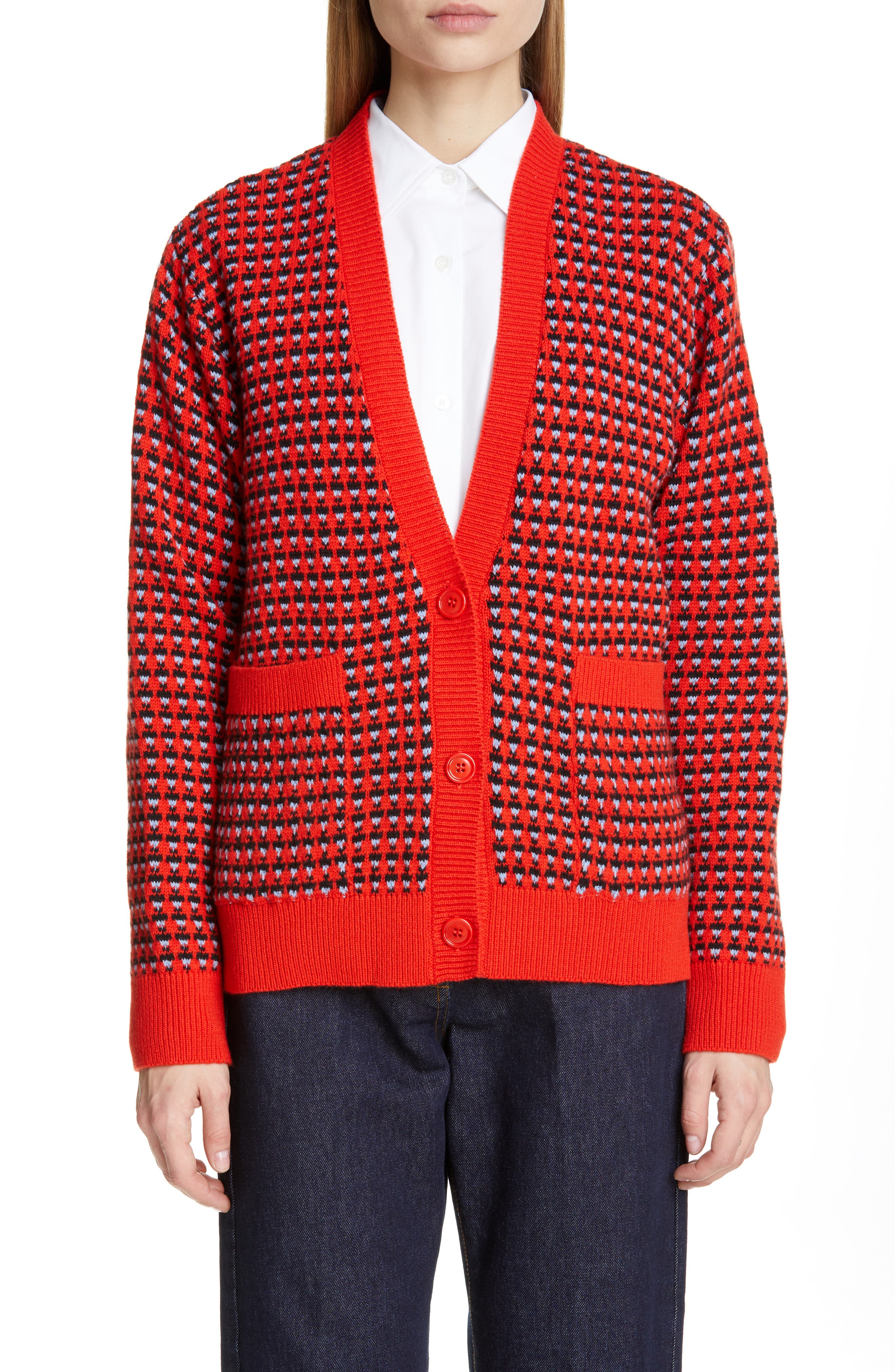 Dries Van Noten Nellie Fair Isle Cashmere & Merino Wool Cardigan, Red