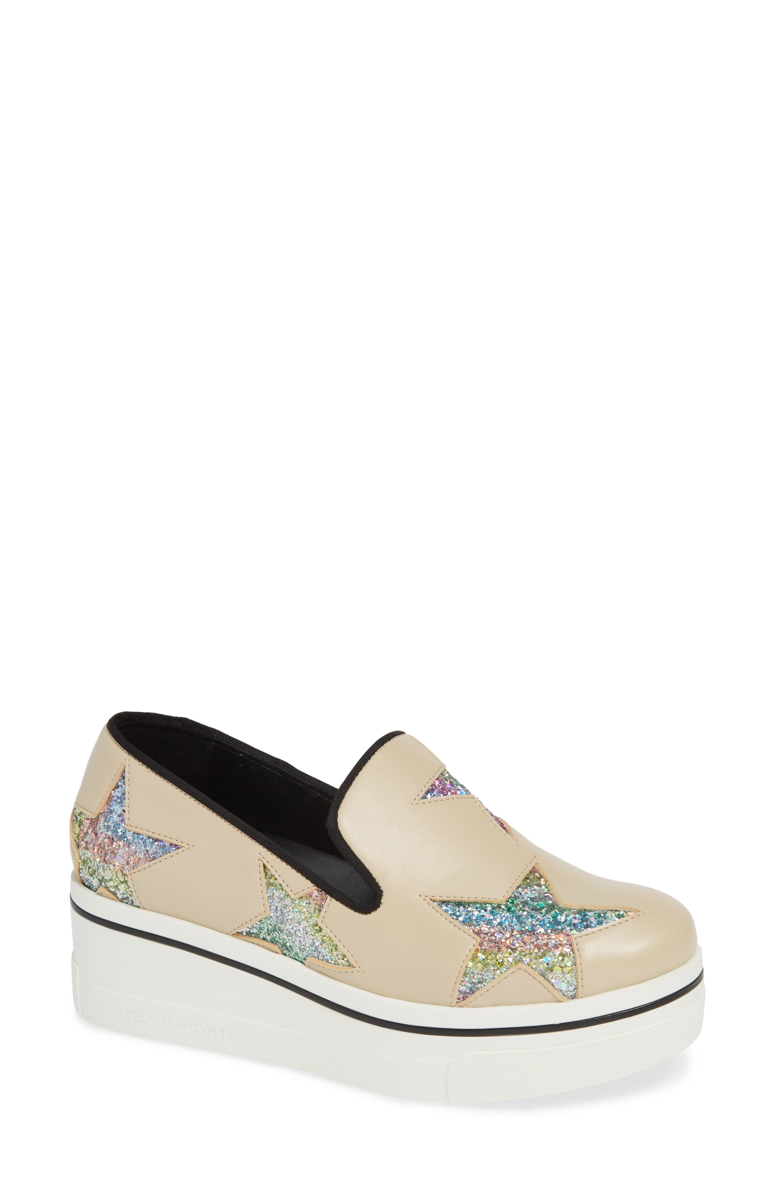 Stella Mccartney Binx Stars Slip-On Platform Sneaker, Beige