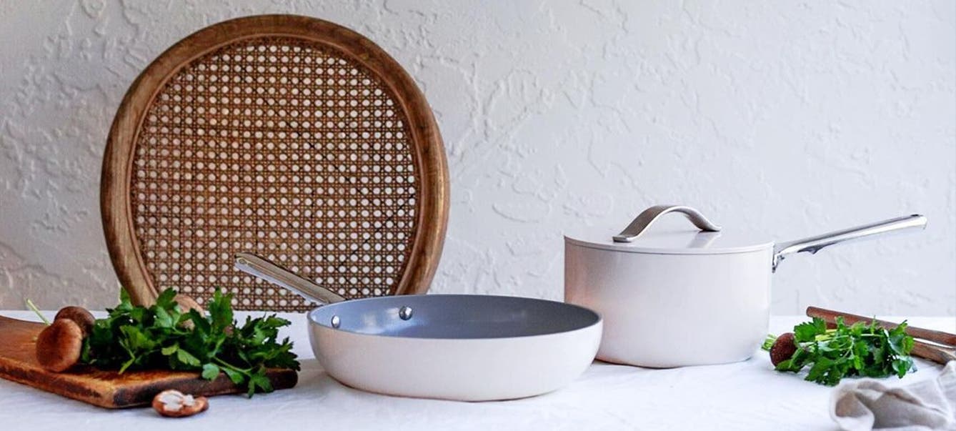 Simple home updates for healthier living. Table with CARAWAY cookware.