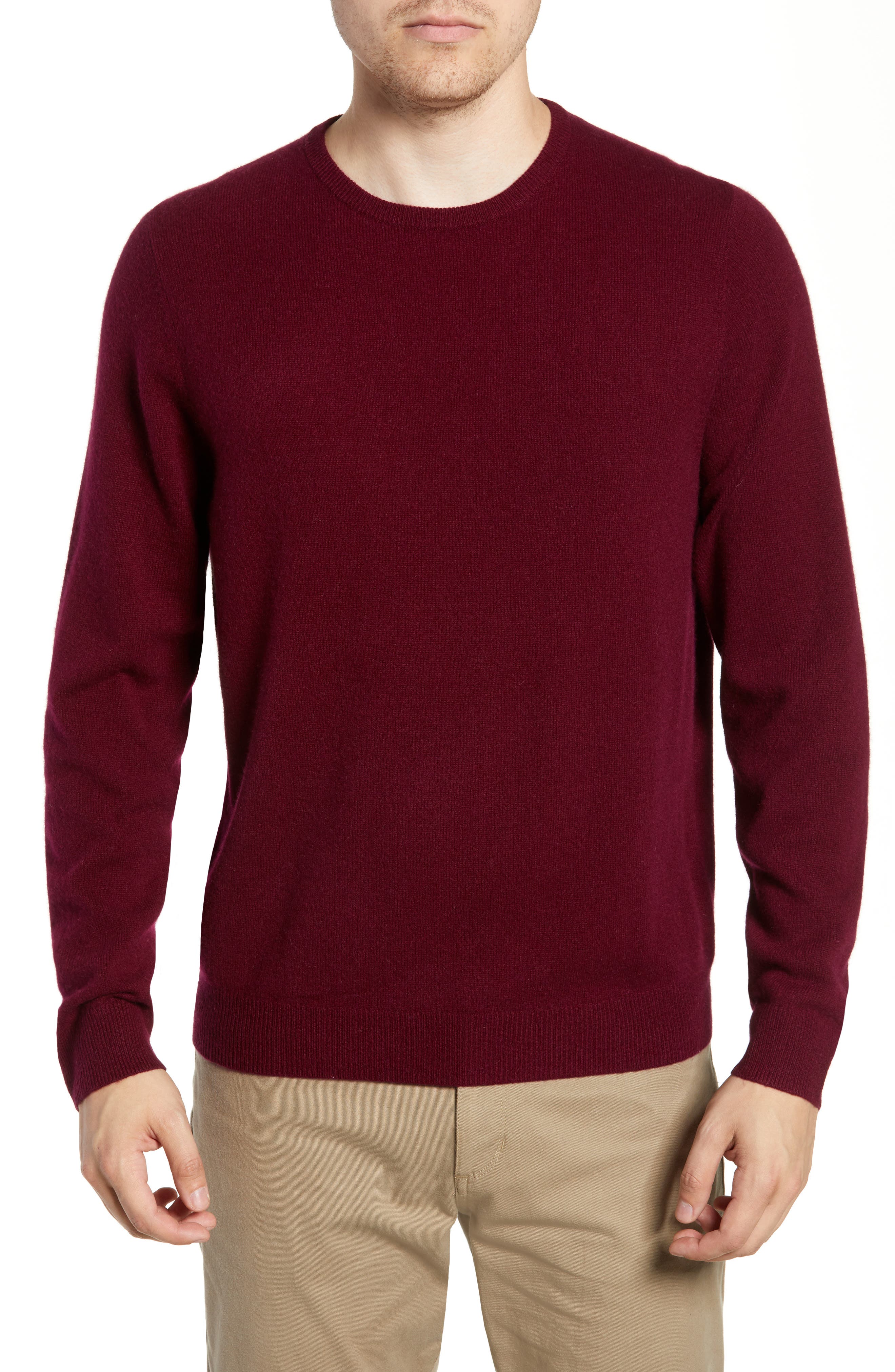 Nordstrom Shop Cashmere Crewneck Sweater, Burgundy