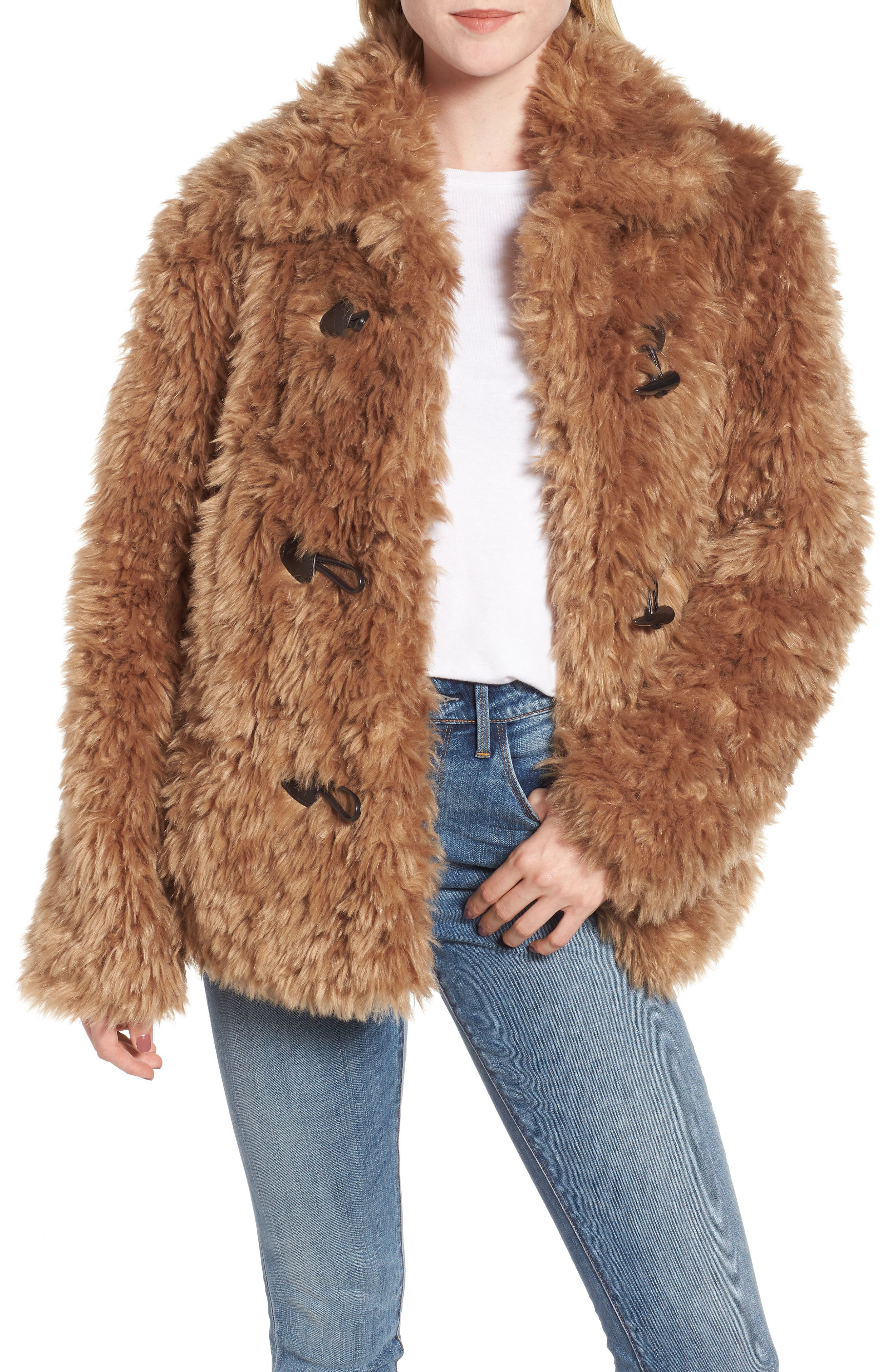 Avec Les Filles Faux Fur Teddy Coat, Beige