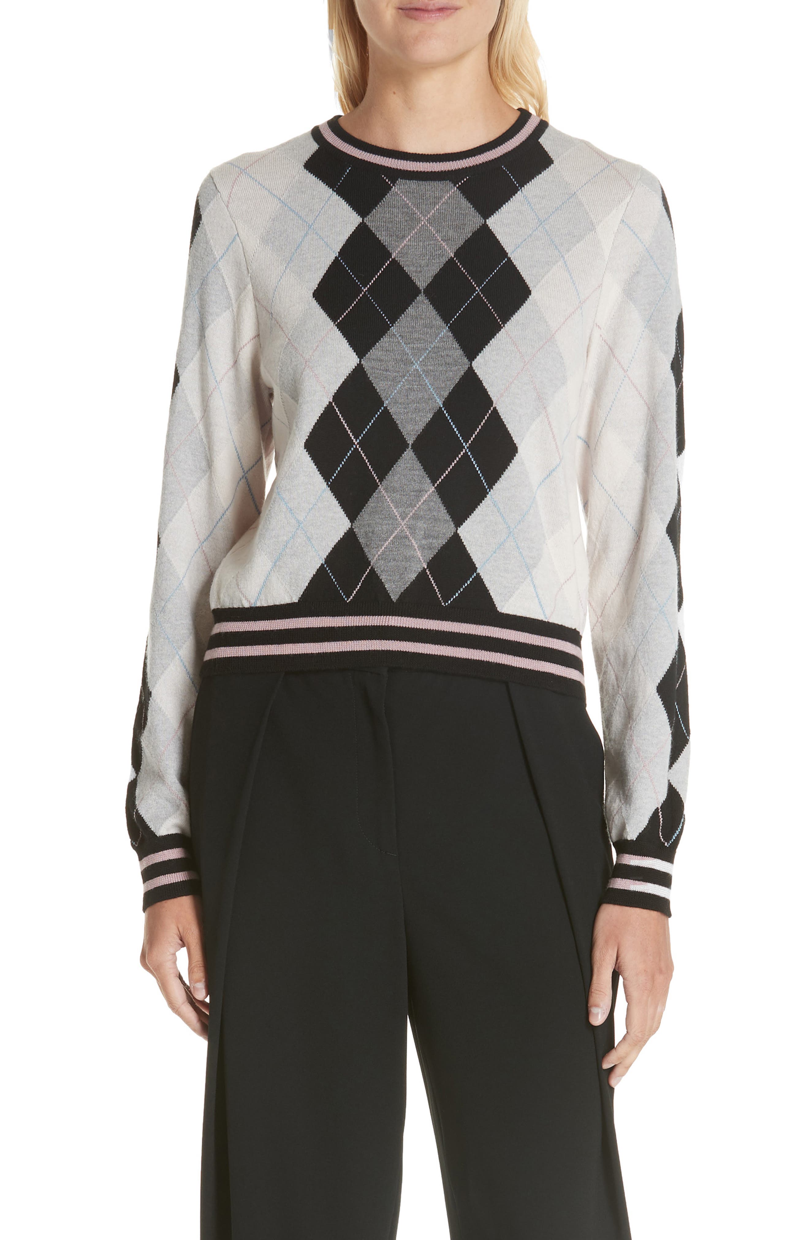 Rag & Bone Dex Argyle Merino Wool Sweater, Grey
