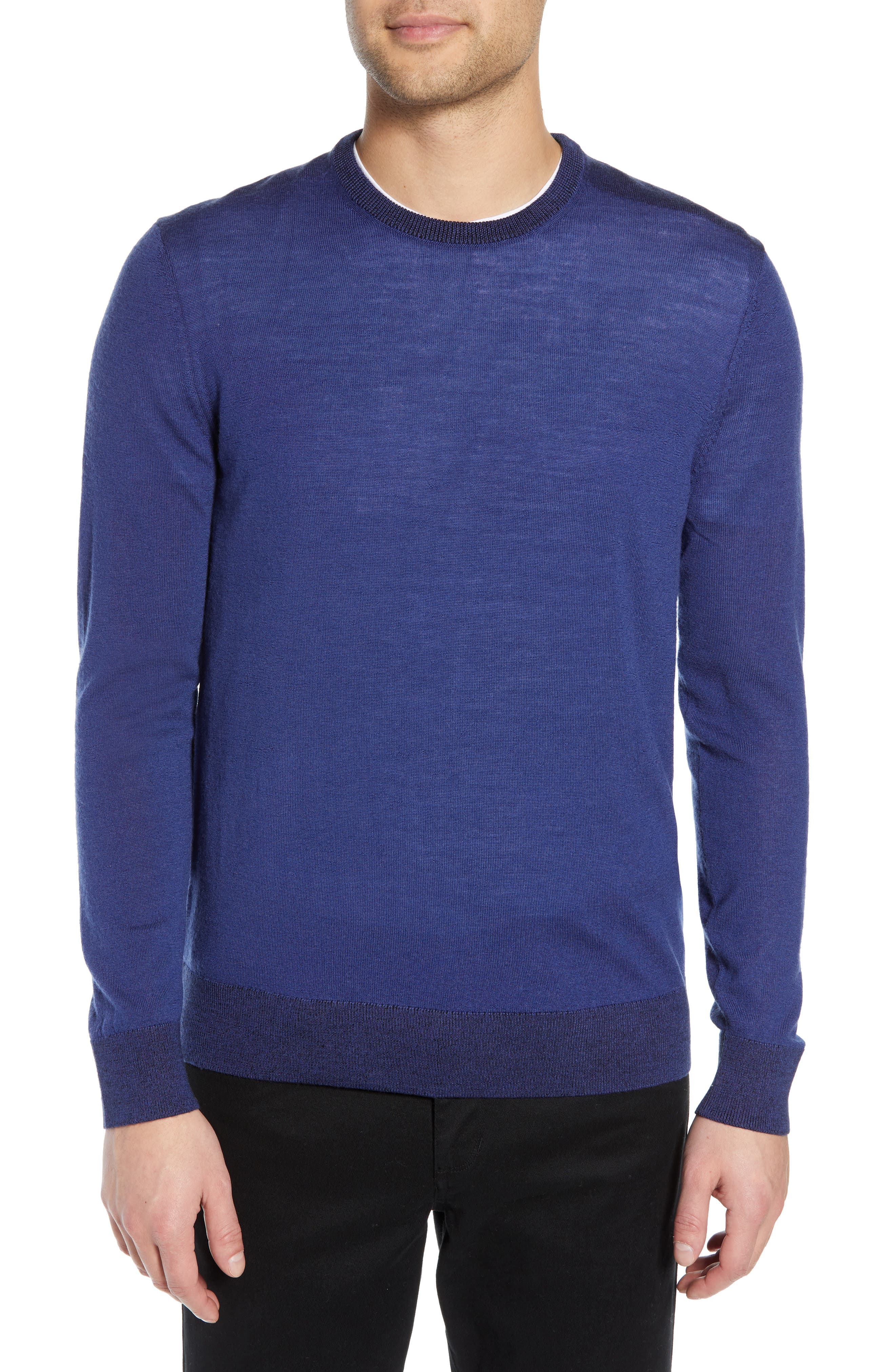Theory Rothley Castellos Regular Fit Merino Wool Sweater, Blue