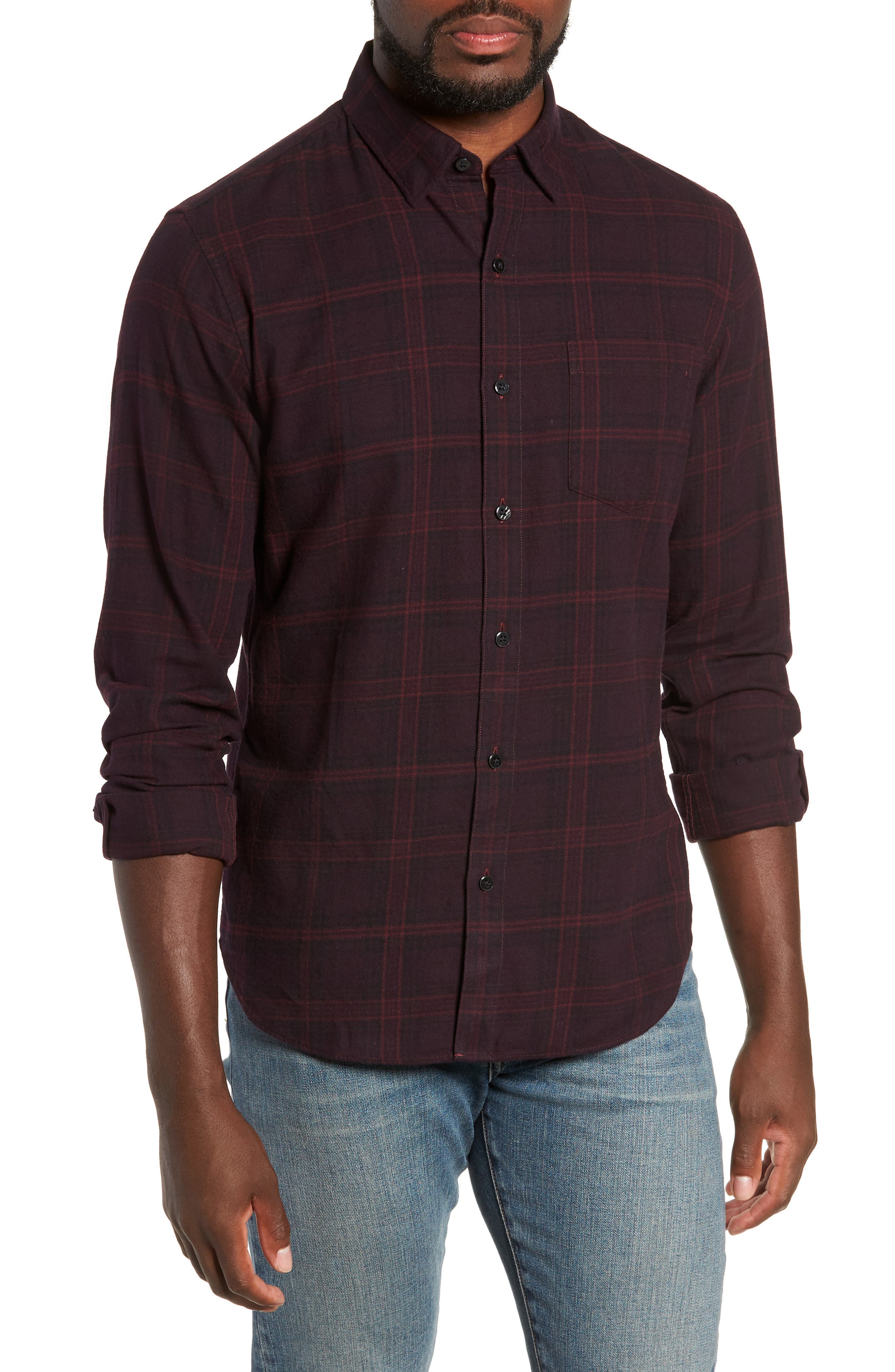 Bonobos Slim Fit Plaid Brushed Twill Sport Shirt