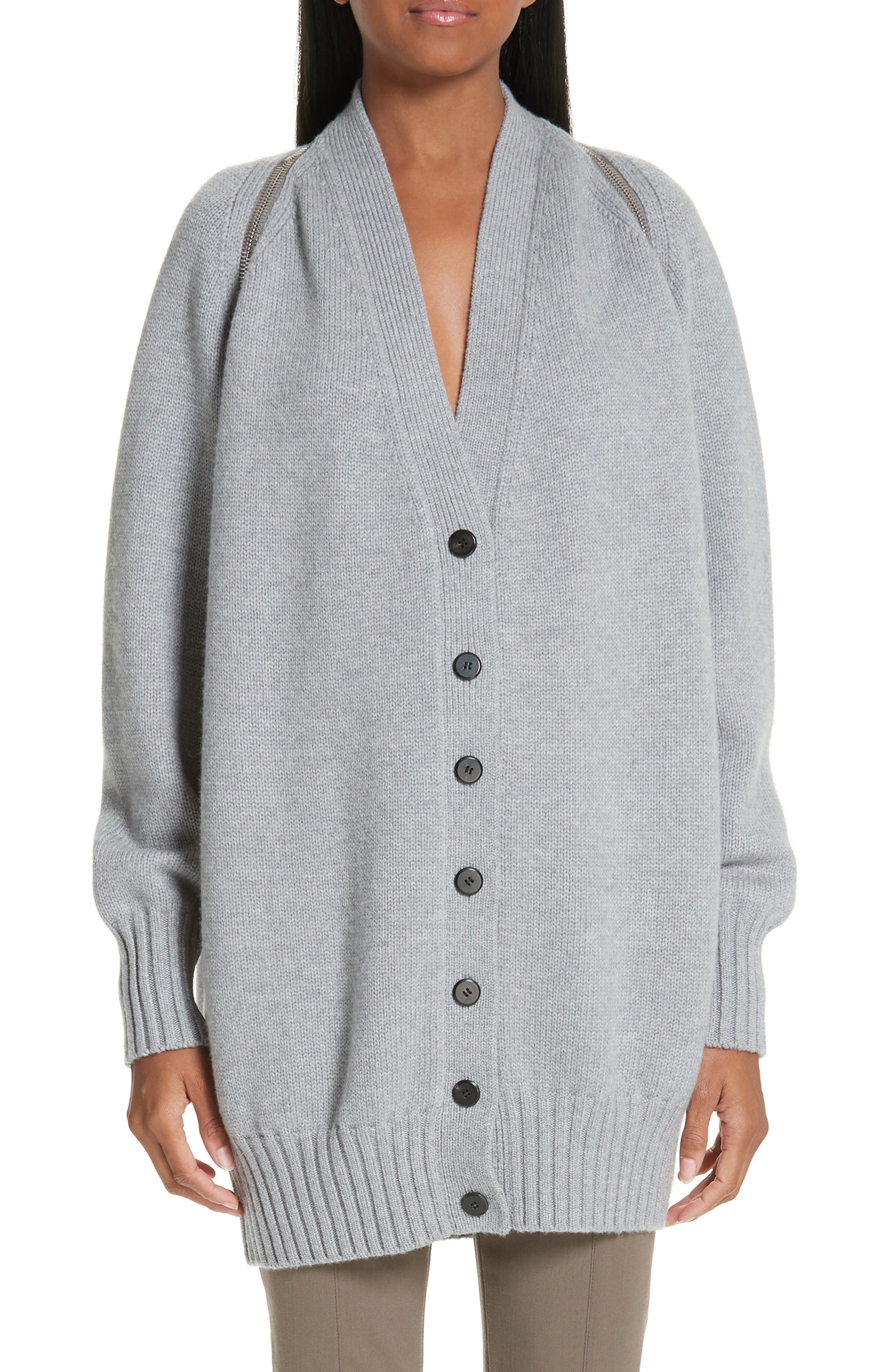 Alexander Wang Zip Shoulder Merino Wool Cardigan