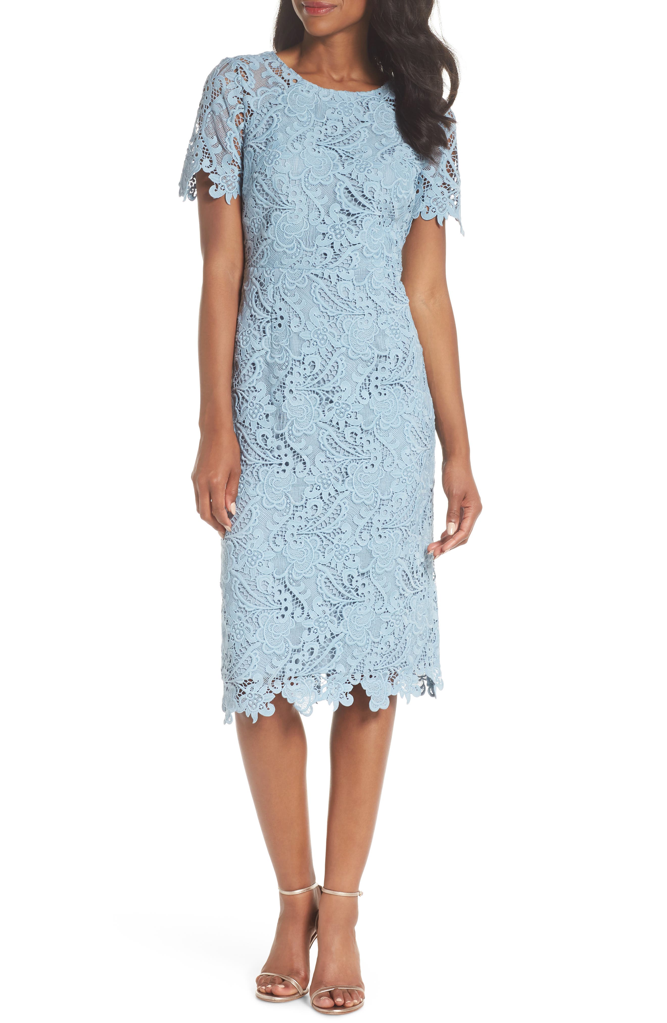 Eliza J Lace Sheath Dress, Blue