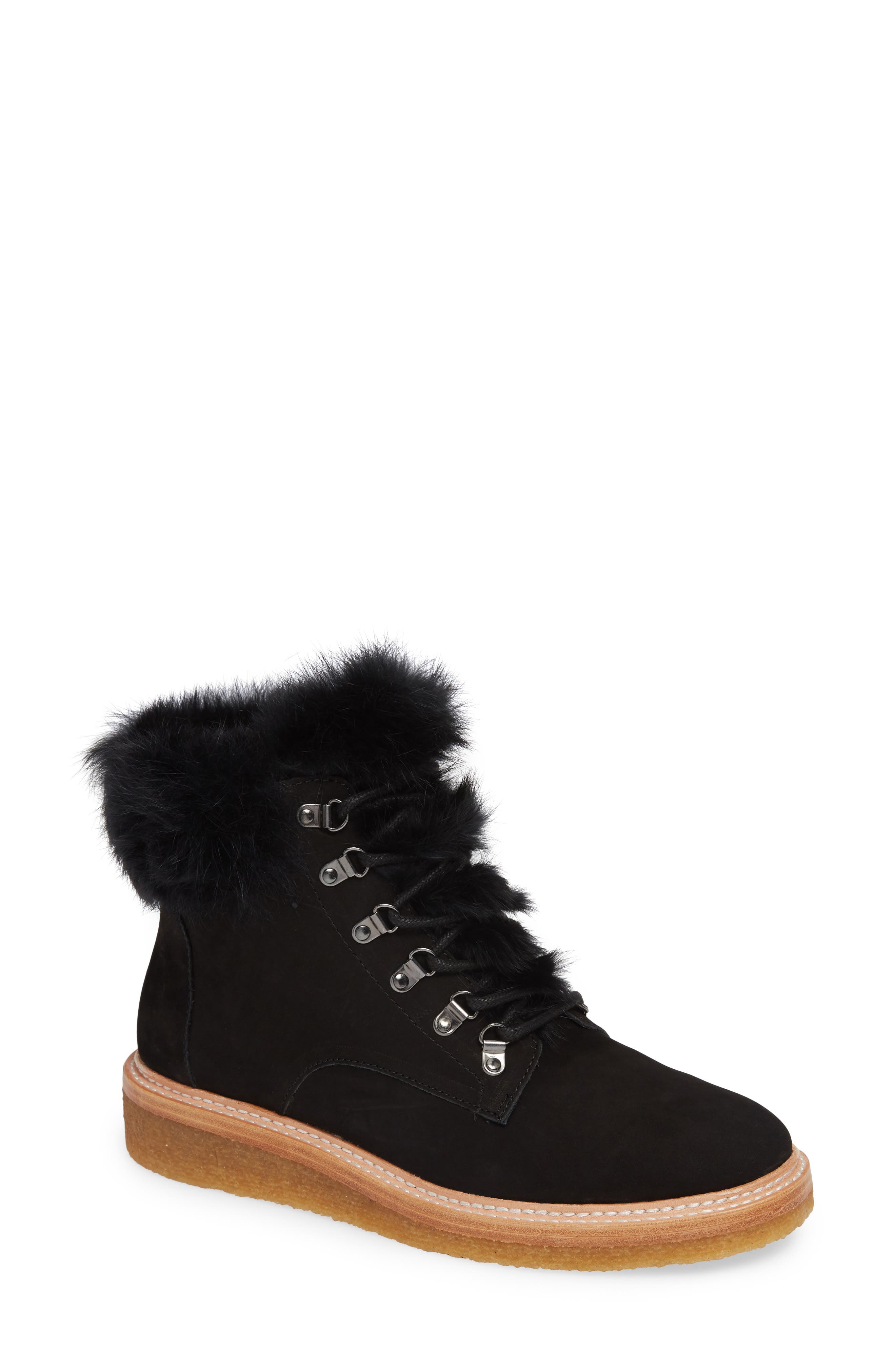 Botkier Winter Genuine Rabbit Fur Trim Boot- Black
