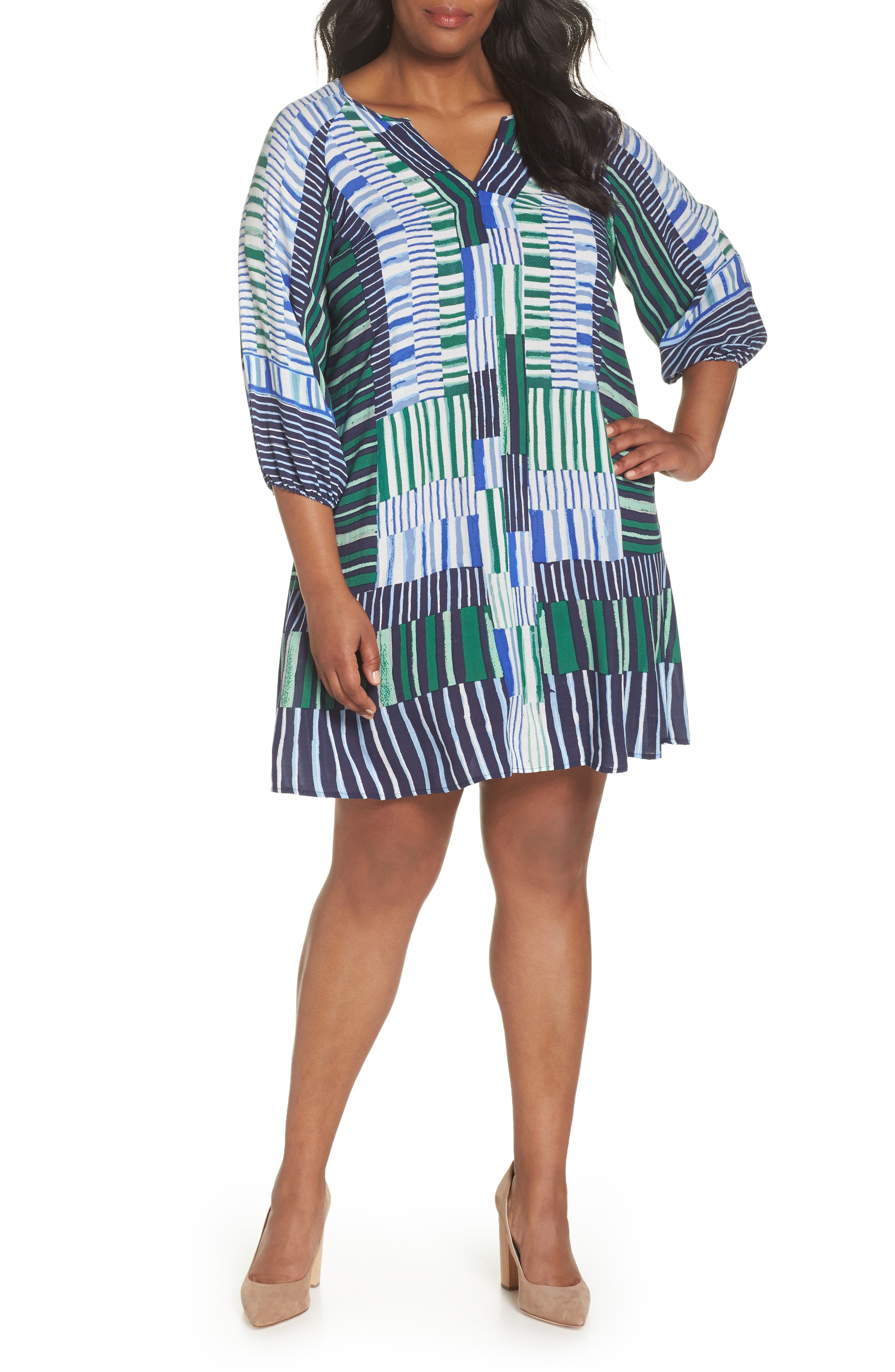 Plus Size Nic+Zoe Thousand Miles Shift Dress, Blue