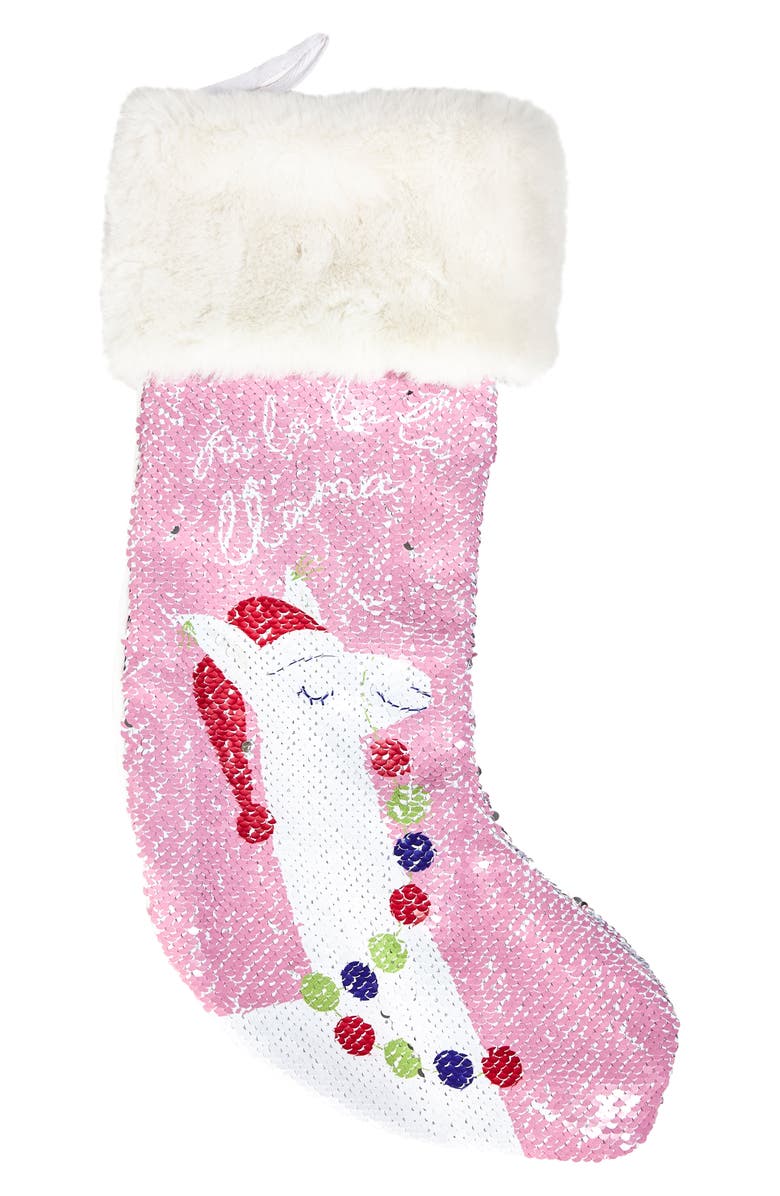 Two's Company Llama Holiday Magic Sequin Stocking (Kids) | Nordstrom