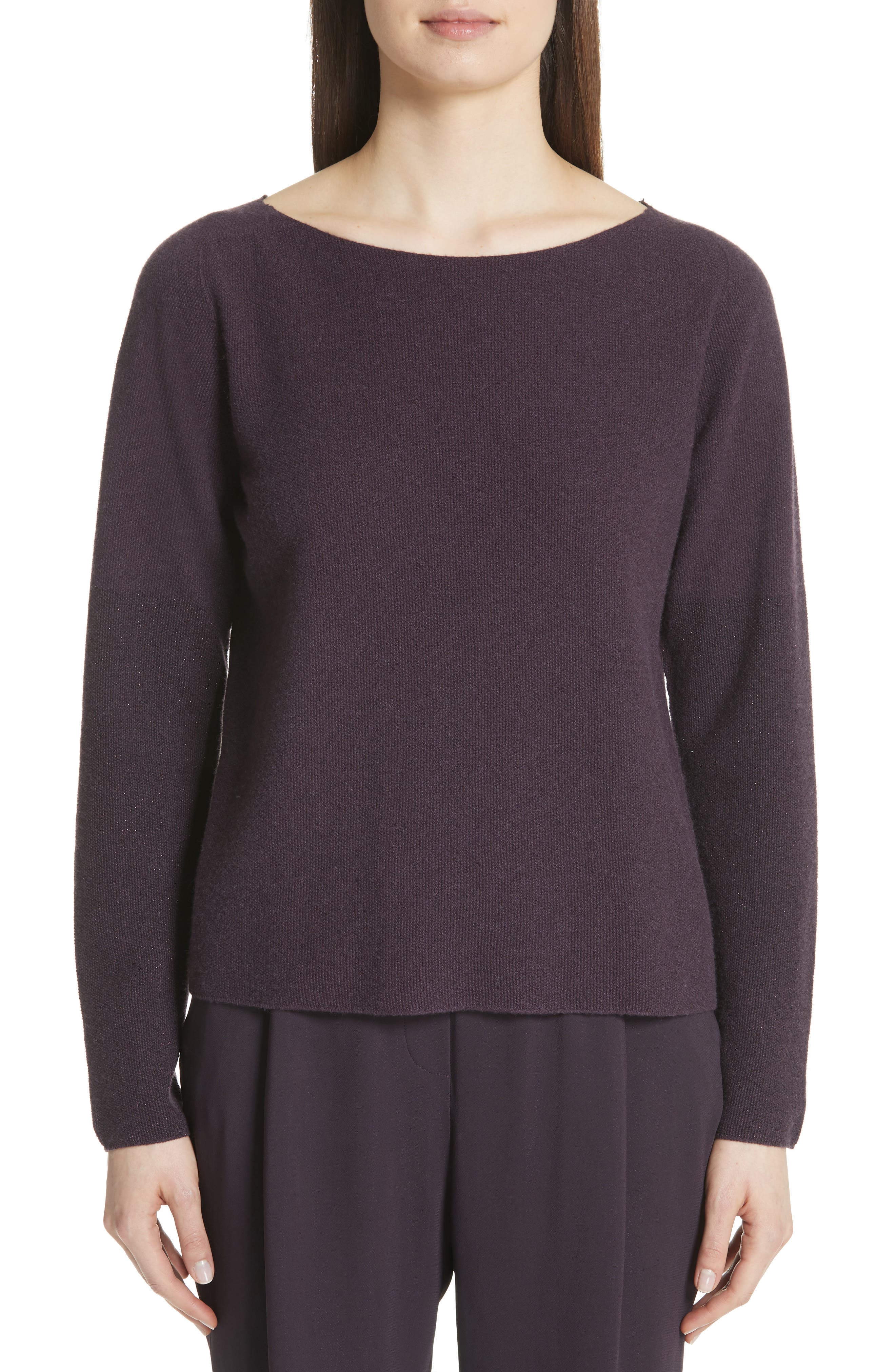 Fabiana Filippi Metallic Sleeve Merino Wool, Silk & Cashmere Sweater, US / 44 IT - Purple