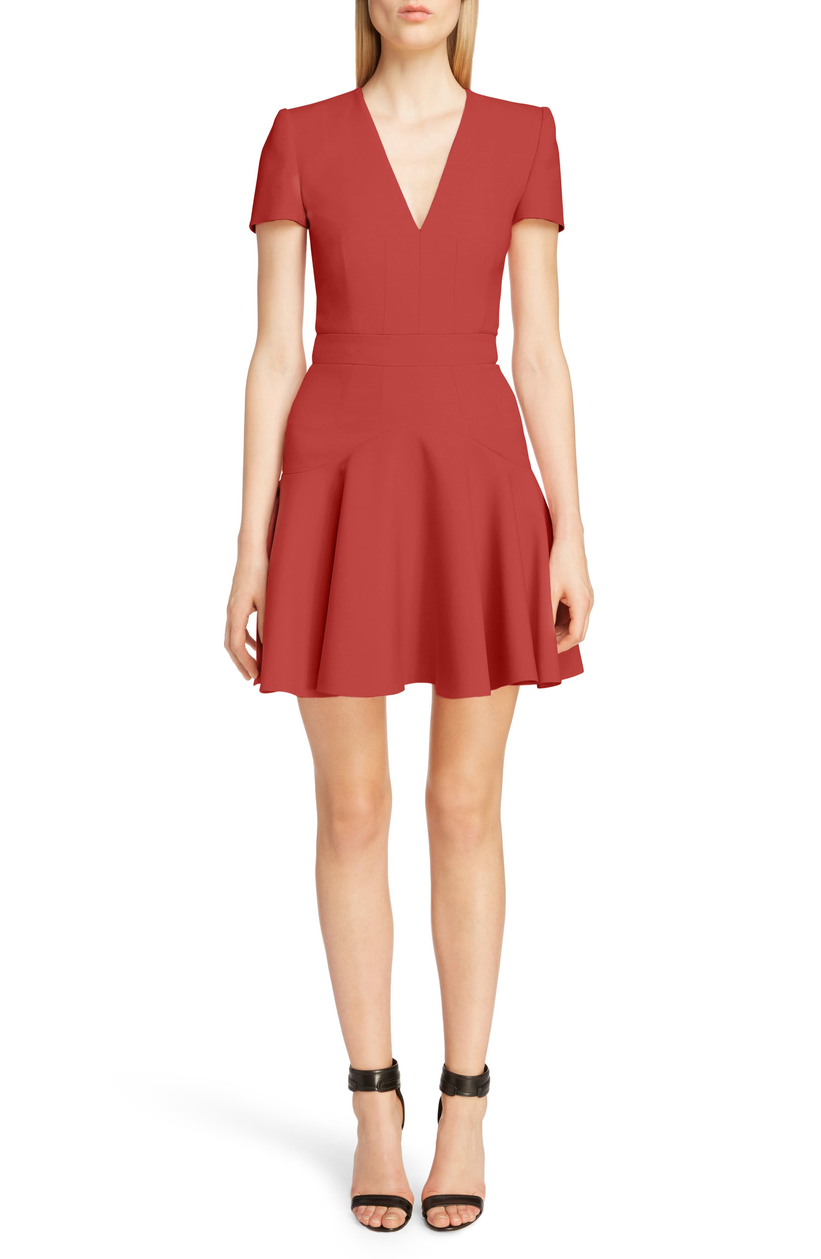 Alexander Mcqueen Wool & Silk Blend Minidress, US / 42 IT - Red