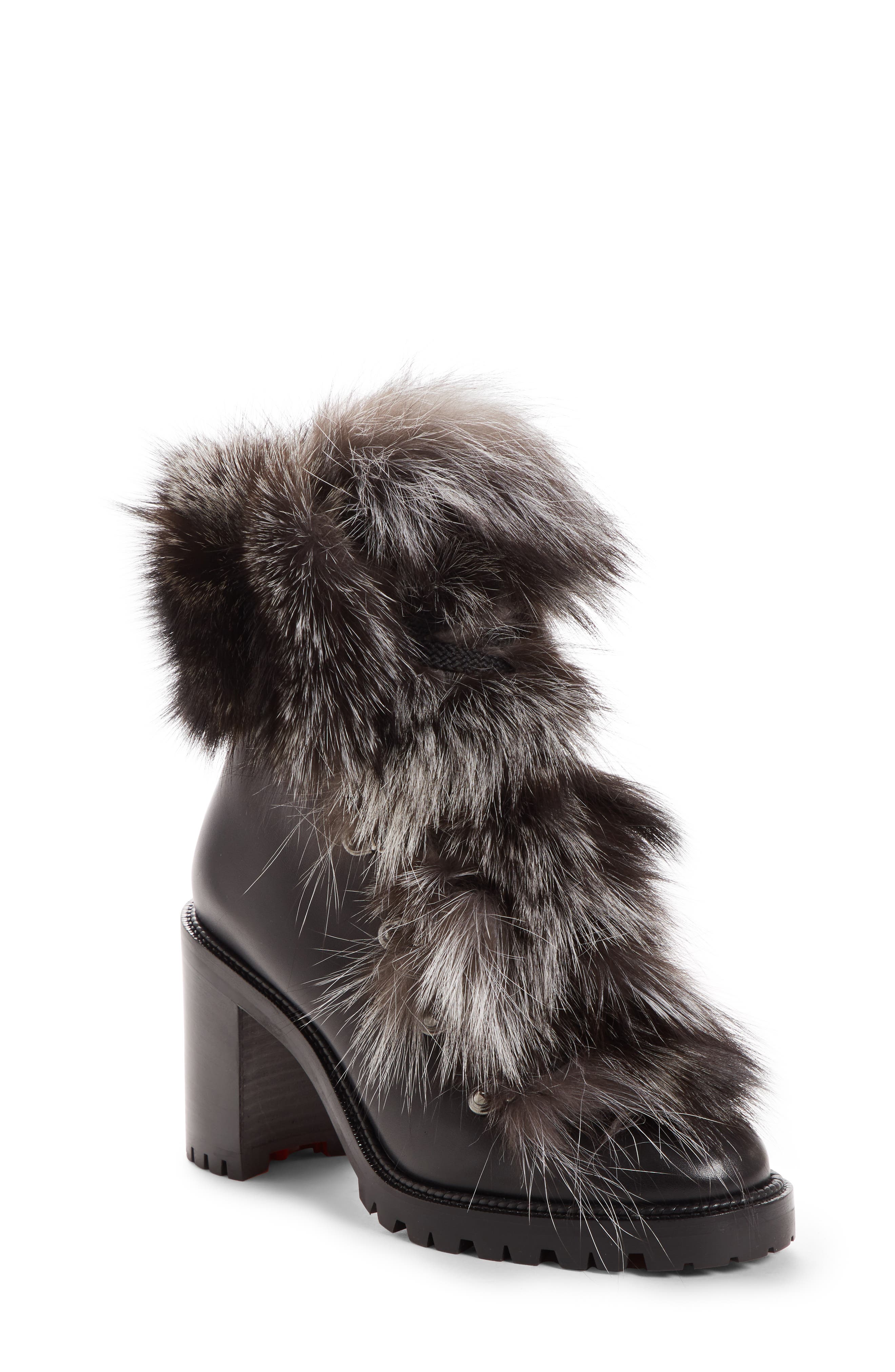 Christian Louboutin Fanny Genuine Fox Fur Boot, Black