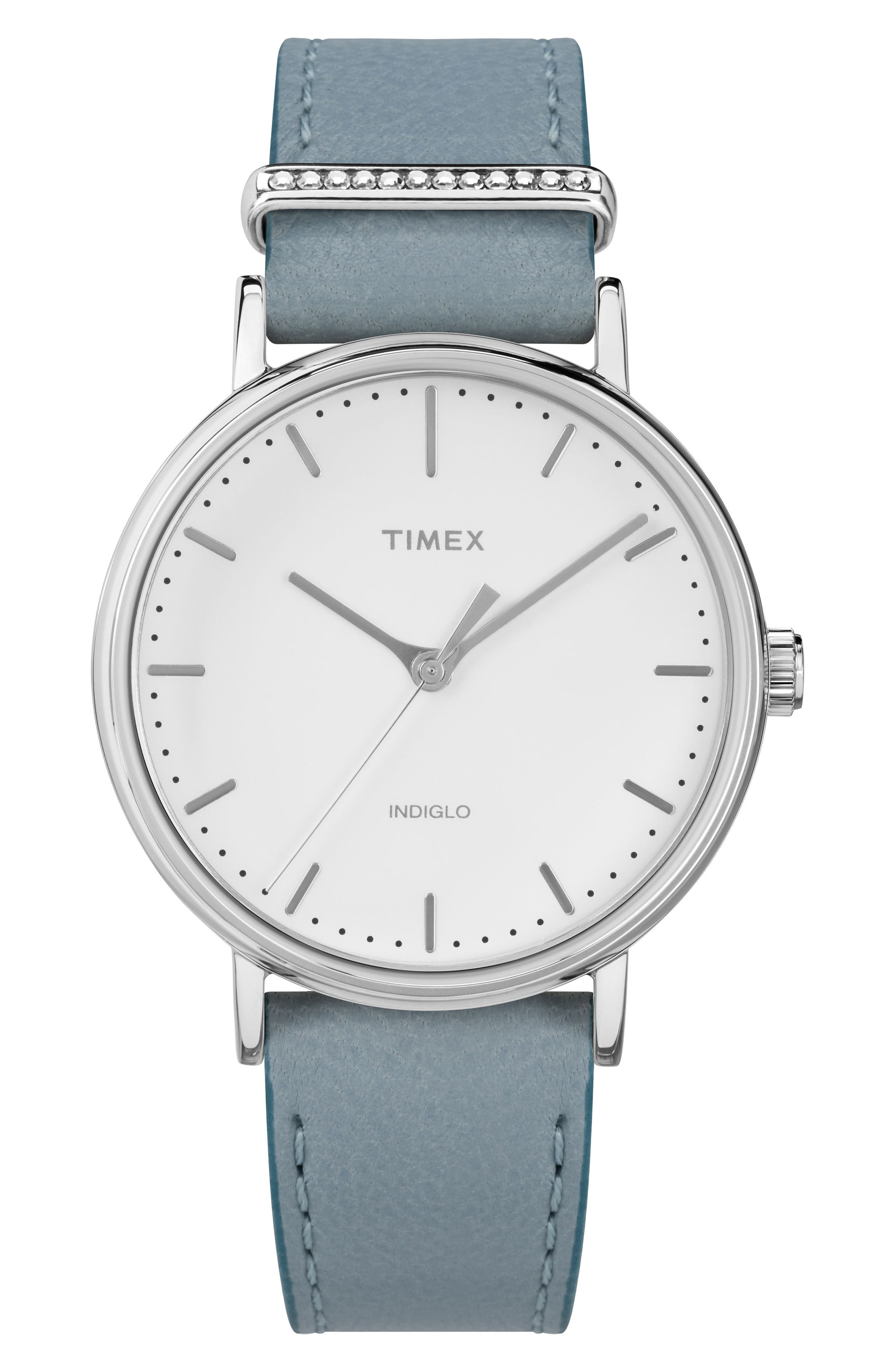 Timex Fairfield Leather Strap Watch, 37Mm