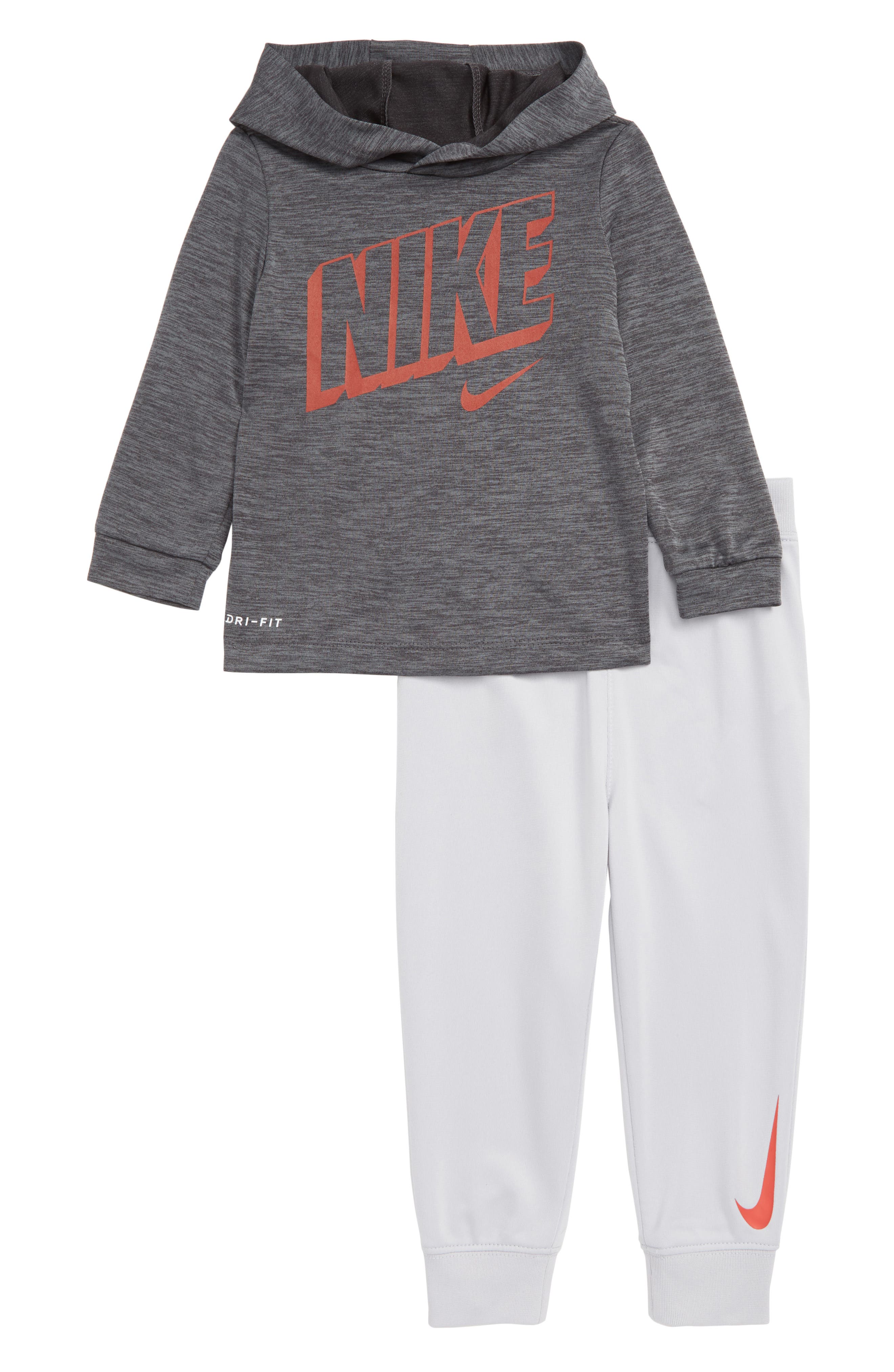 NIKE Dri-FIT Hoodie & Jogger Pants Set, Main, color, WOLF GREY