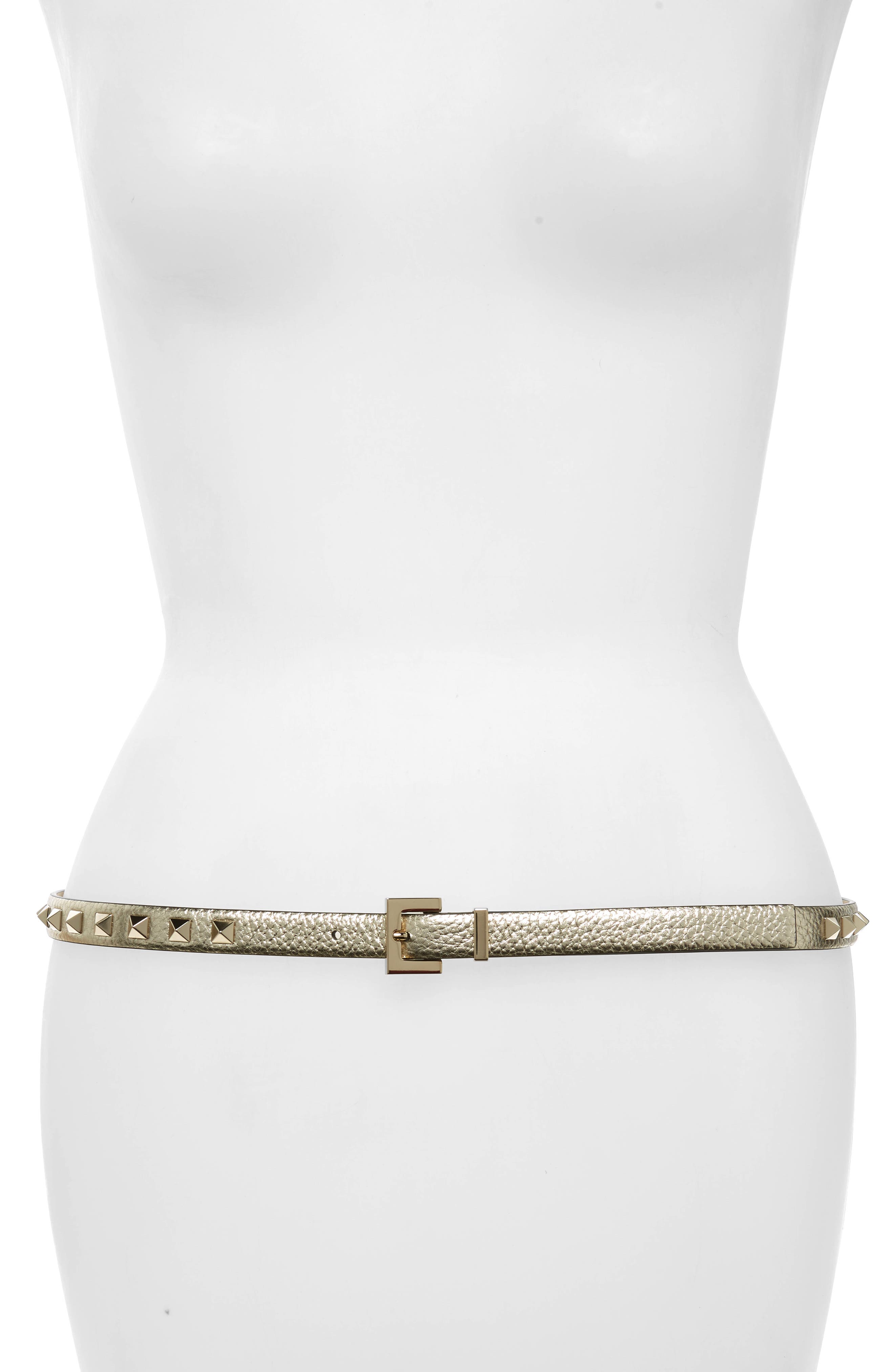 Valentino Garavani Rockstud Leather Belt, Platino