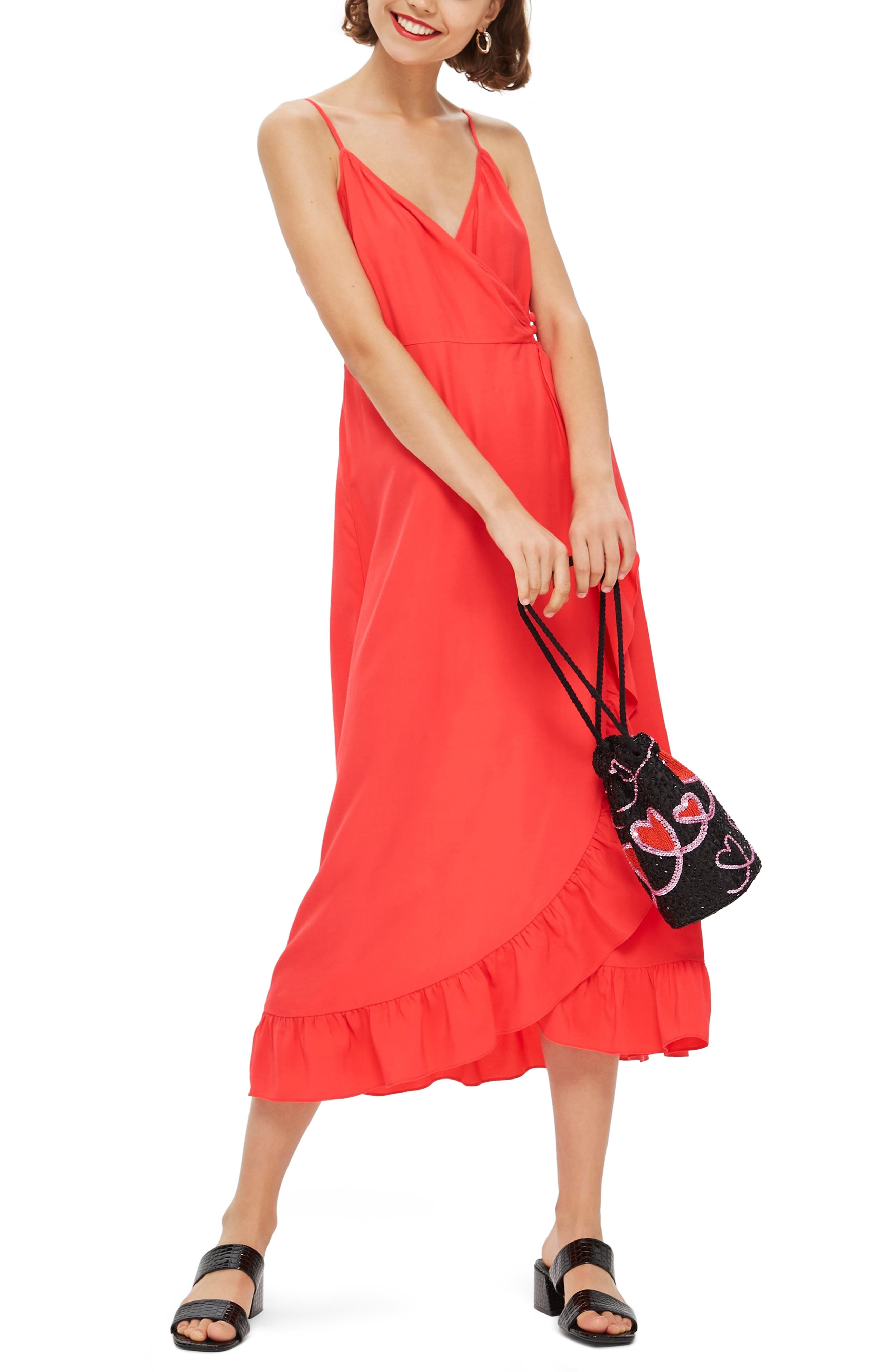 Topshop Ruffle Midi Slipdress
