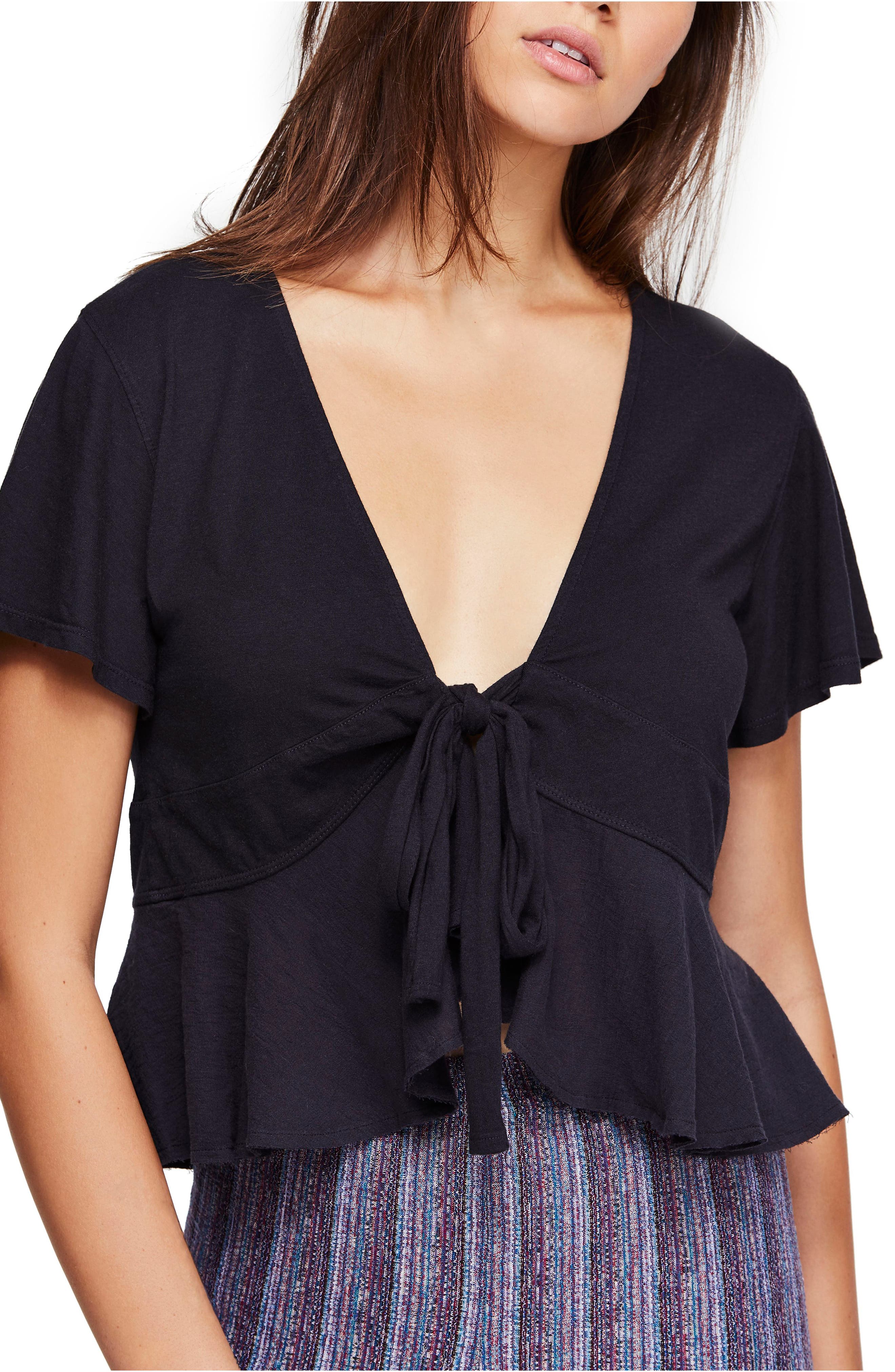 Free People Knot Me Tee, Black