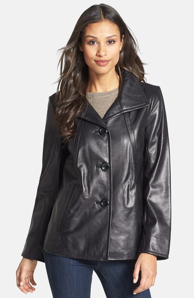 Ellen Tracy A-Line Leather Jacket | Nordstrom