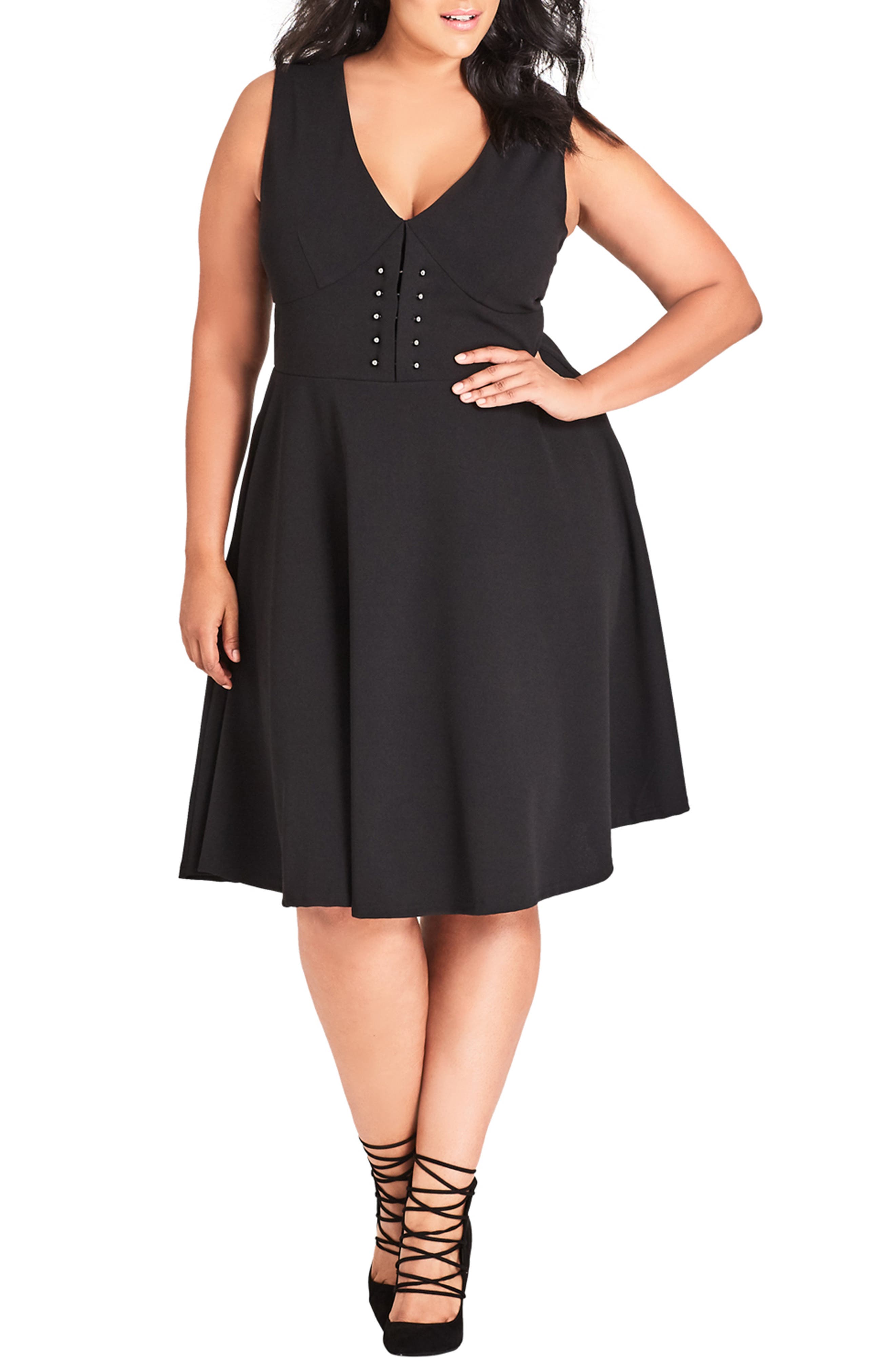 Plus Size City Chic Barbell Dress, Black