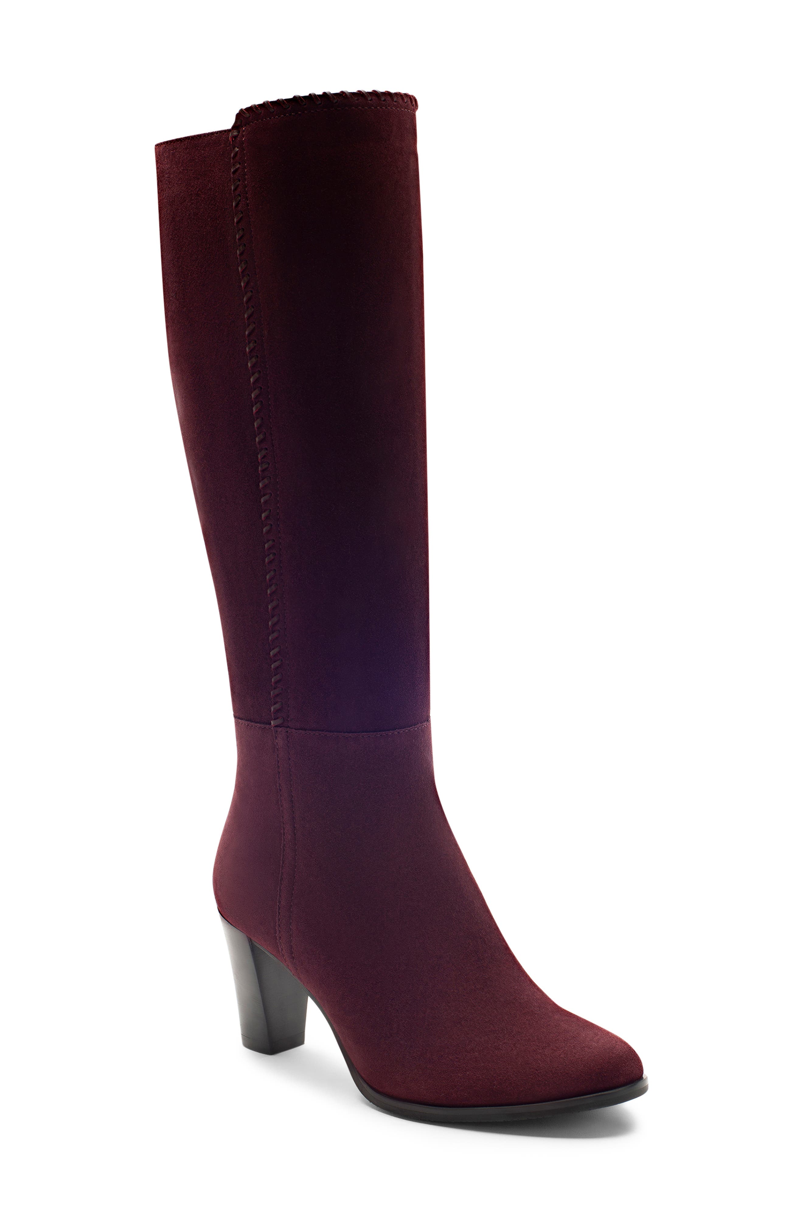 Blondo Edith Knee-High Waterproof Suede Boot- Burgundy