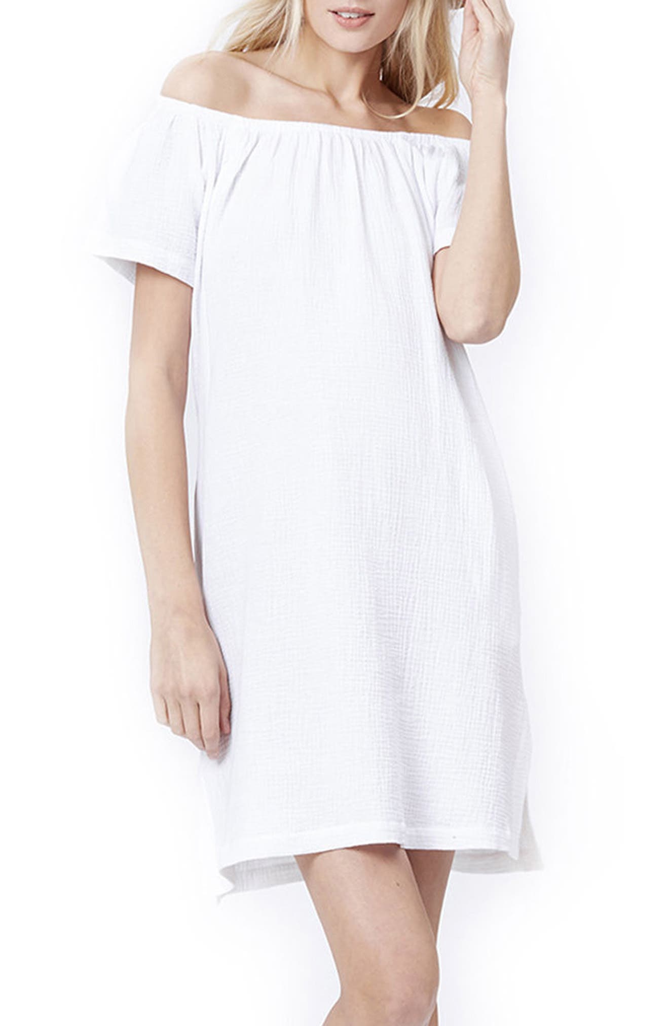 Loyal Hana Ariel Off The Shoulder Maternity/nursing Dress, White