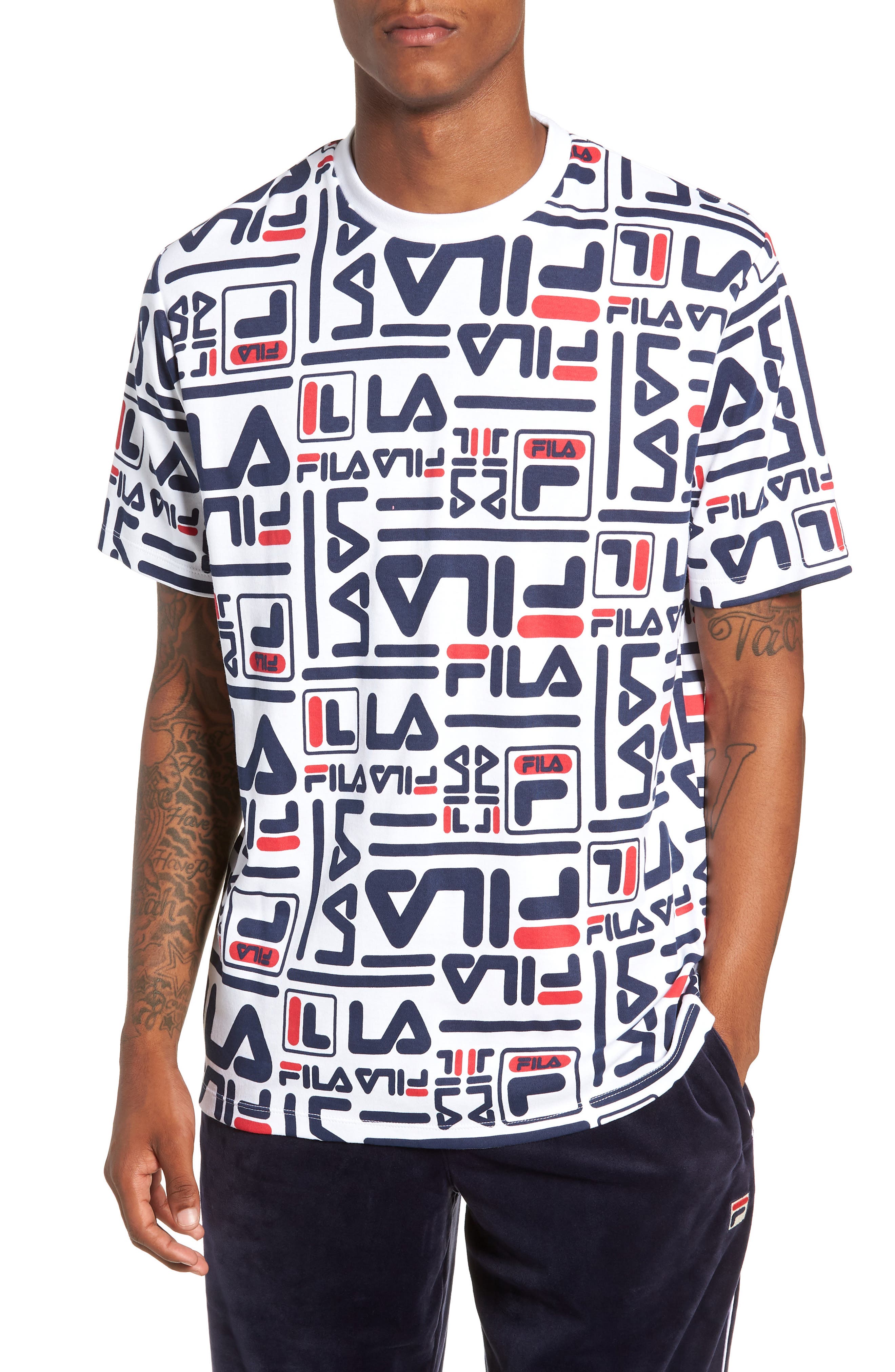 Fila Charlie Allover Print T-Shirt, White