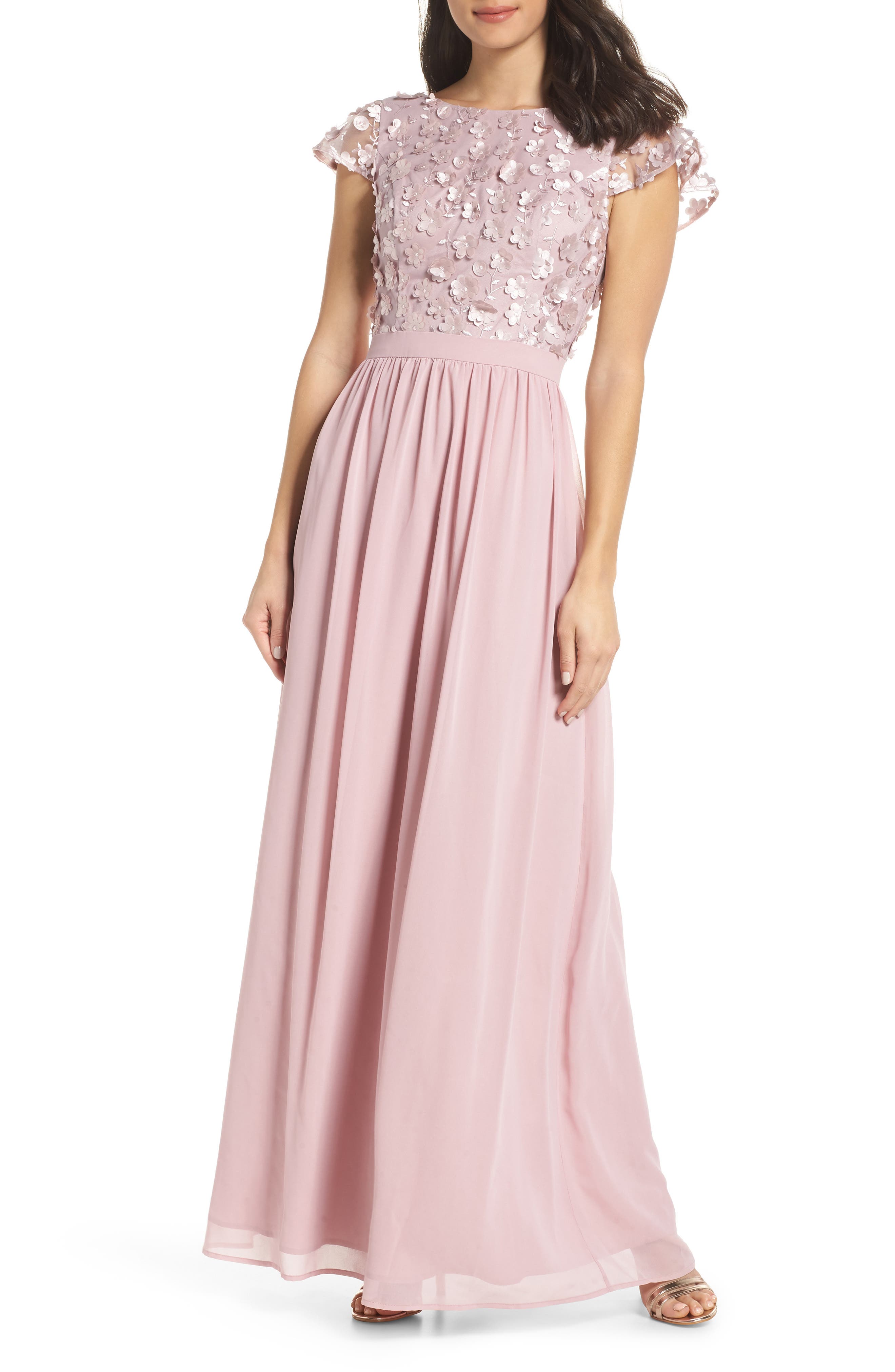 Chi Chi London 3D Flower Gown, Pink