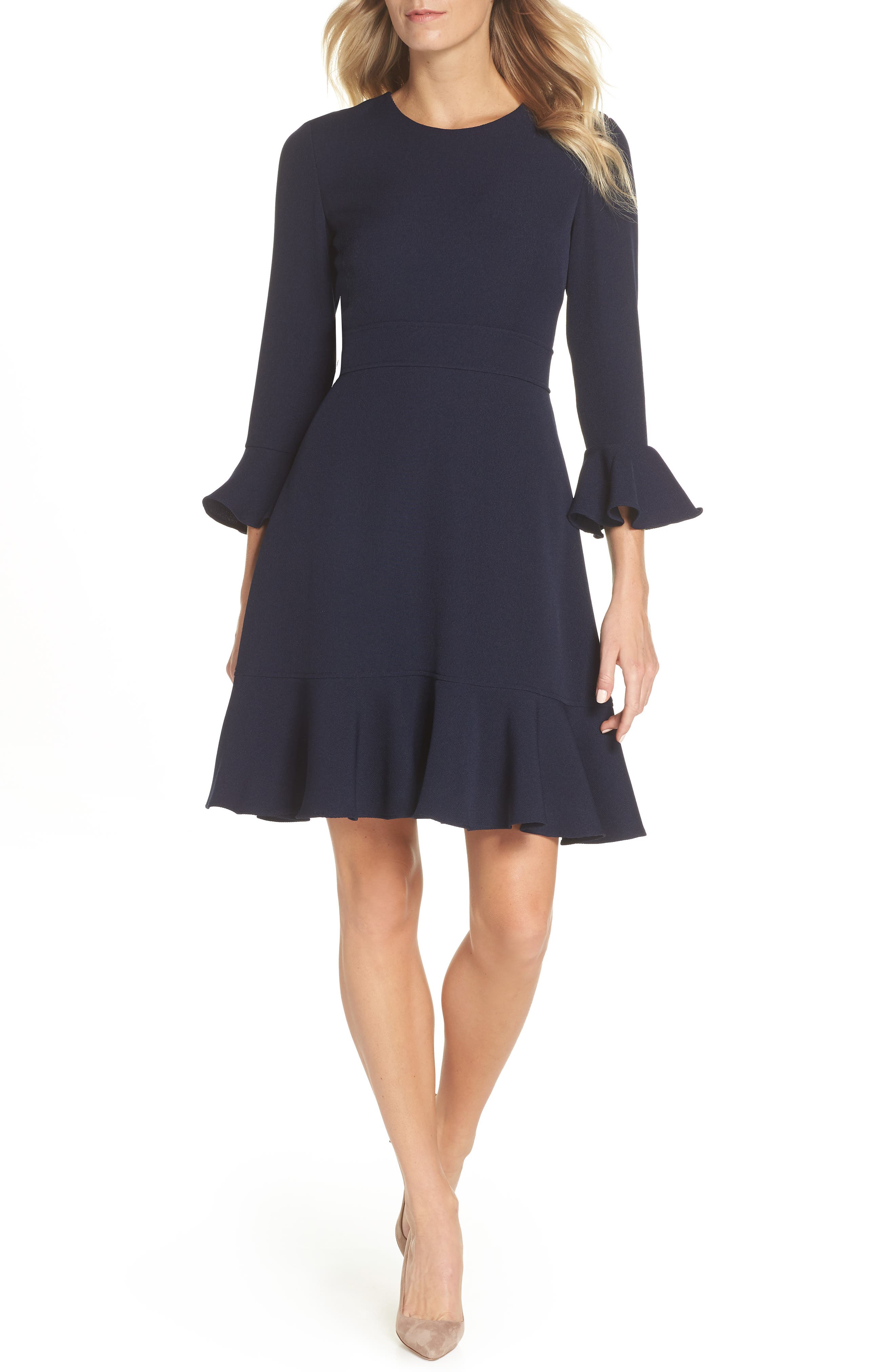 Eliza J Bell Sleeve Fit & Flare Dress