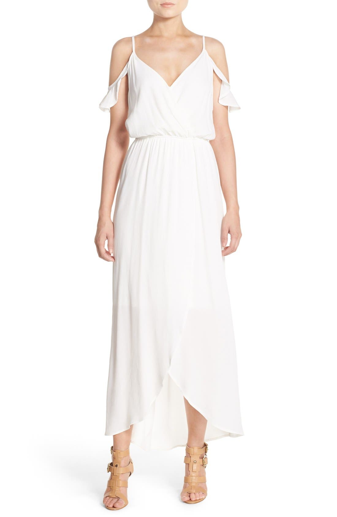 Fraiche By J Cold Shoulder Wrap Front Maxi Dress