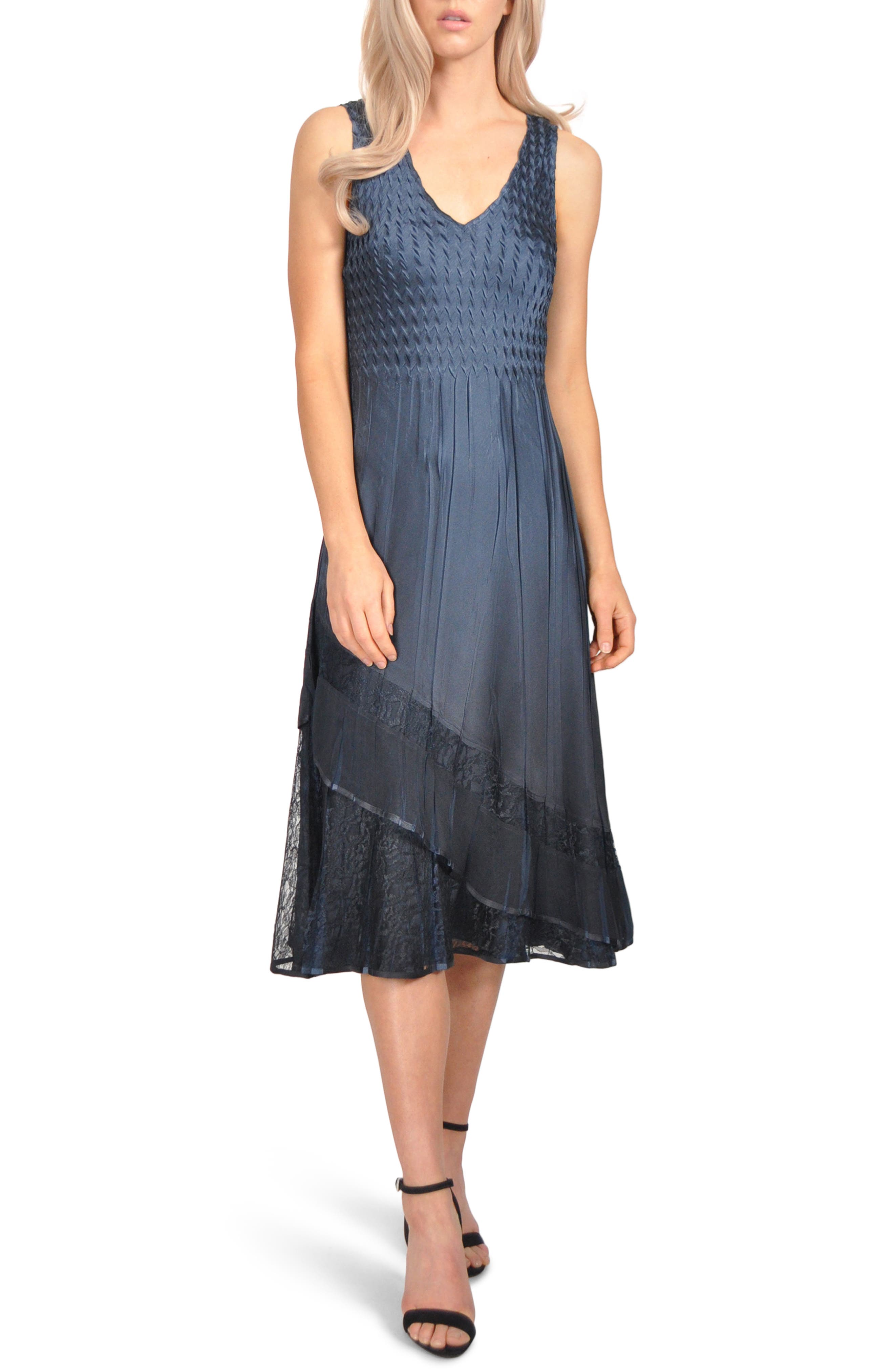 Komarov Lace Trim Tiered Dress With Jacket