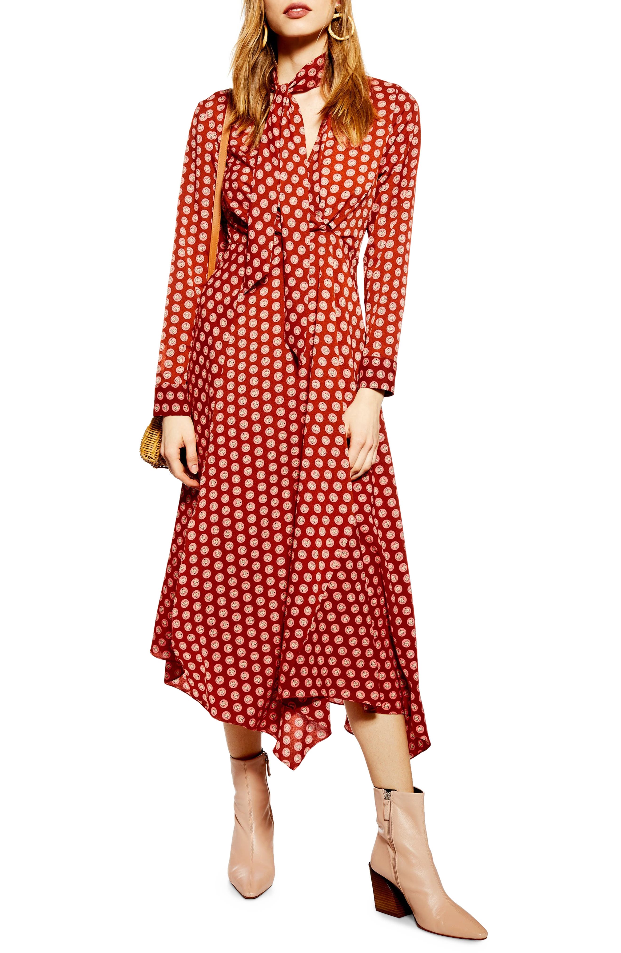 Topshop Horse Coin Midi Dress, US (fits like 10-12) - Metallic