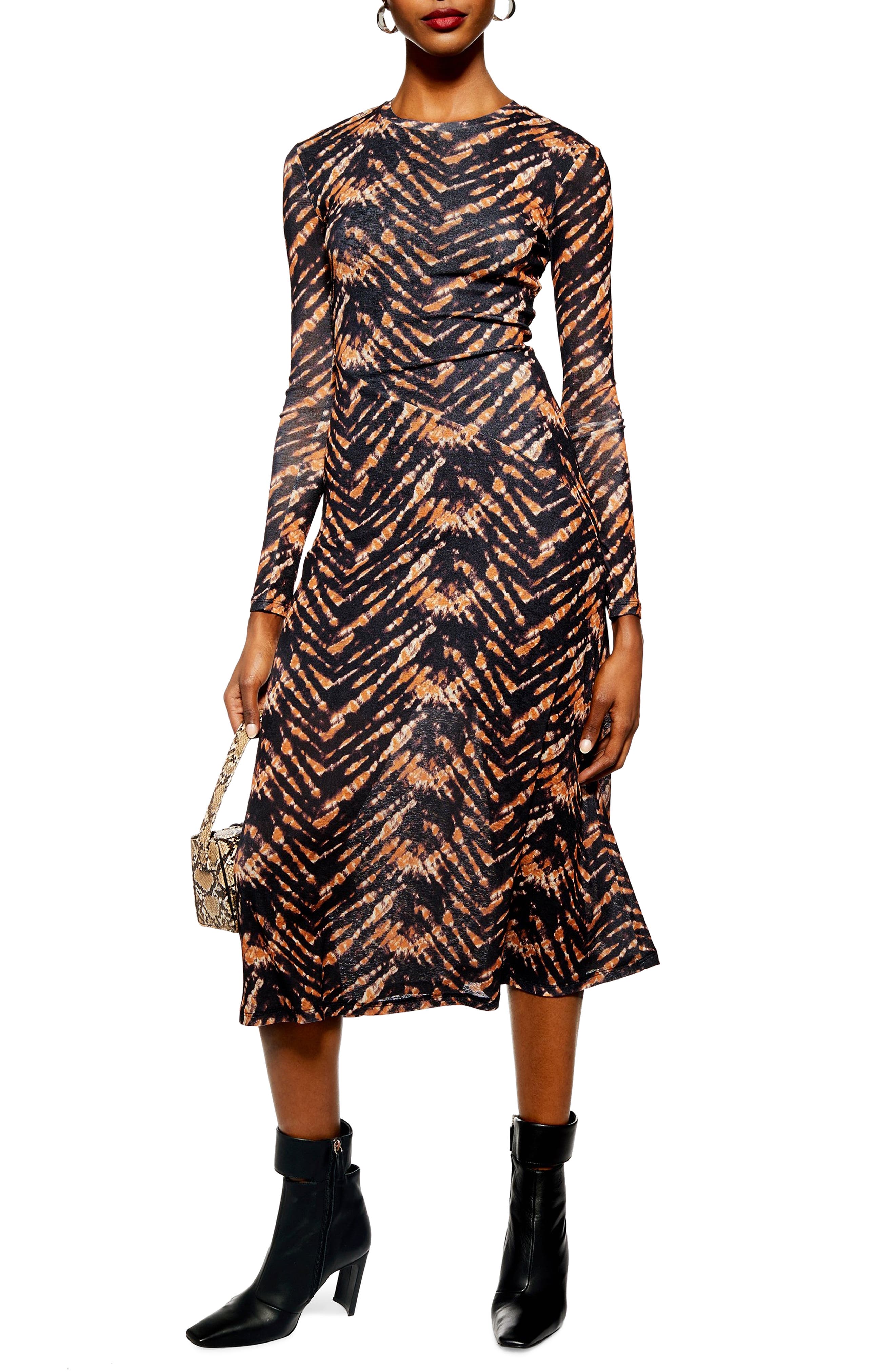 Topshop Tie Dye Mesh Midi Dress