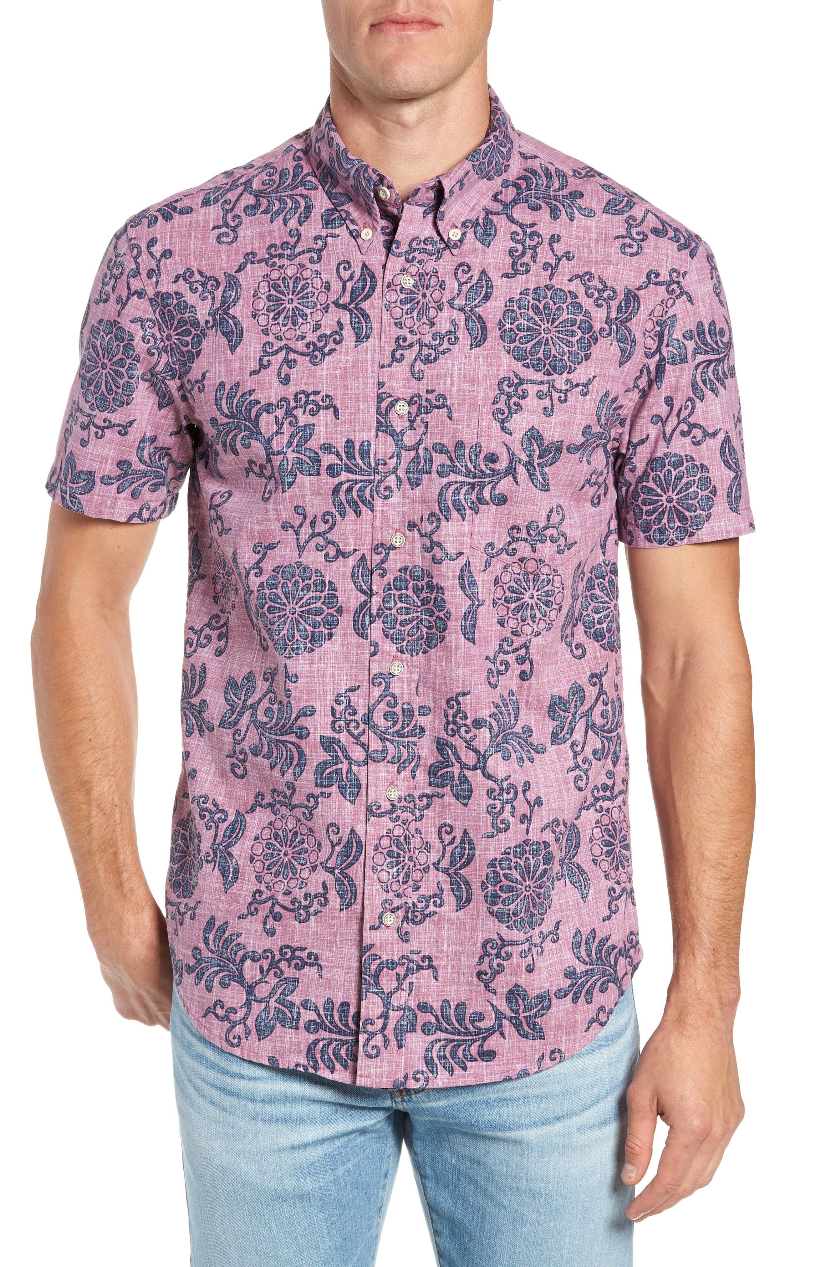 Reyn Spooner Royal Chrysanthemums Regular Fit Sport Shirt, Purple