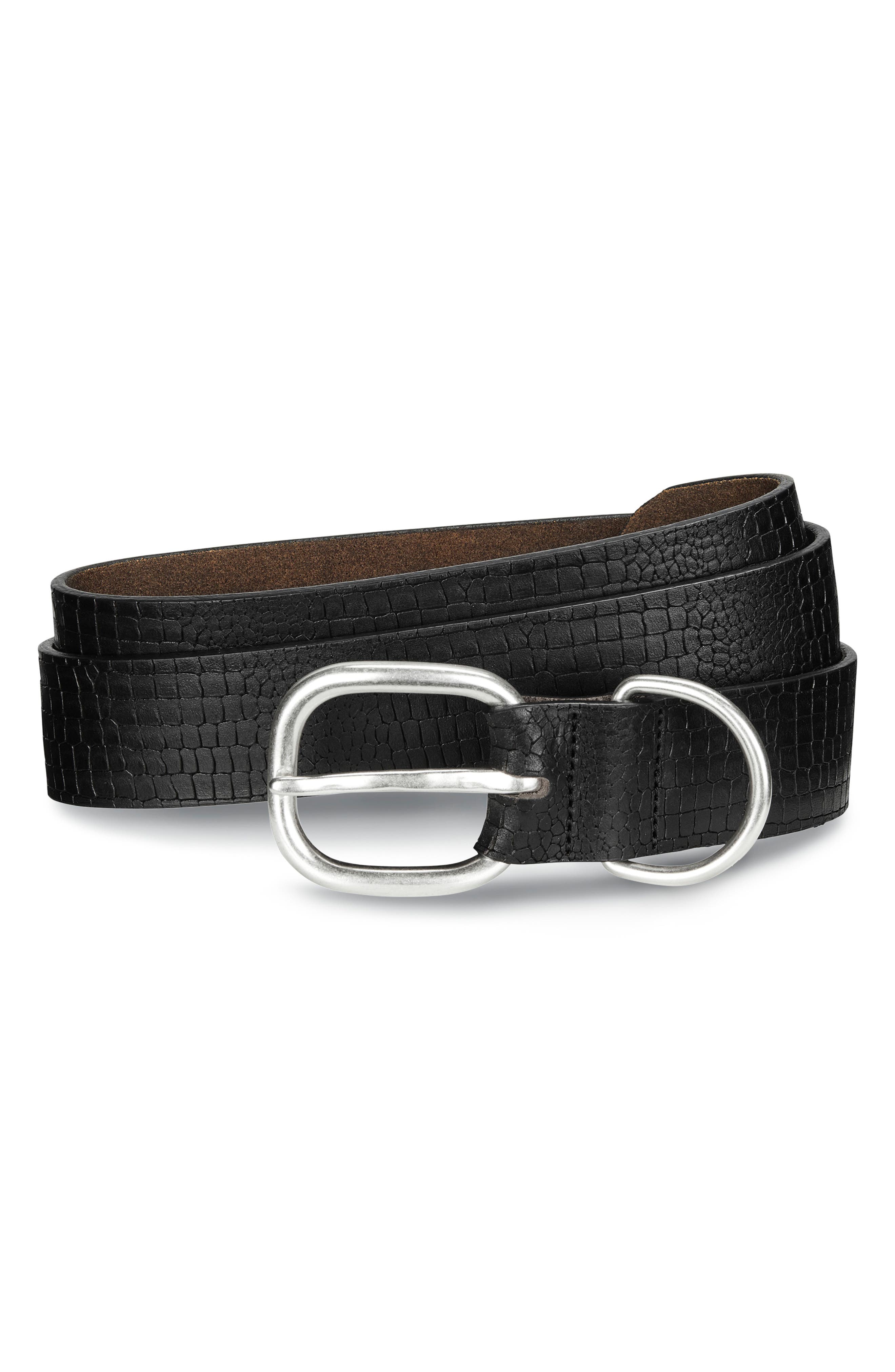 Allen Edmonds Croco Print Leather Belt, Black