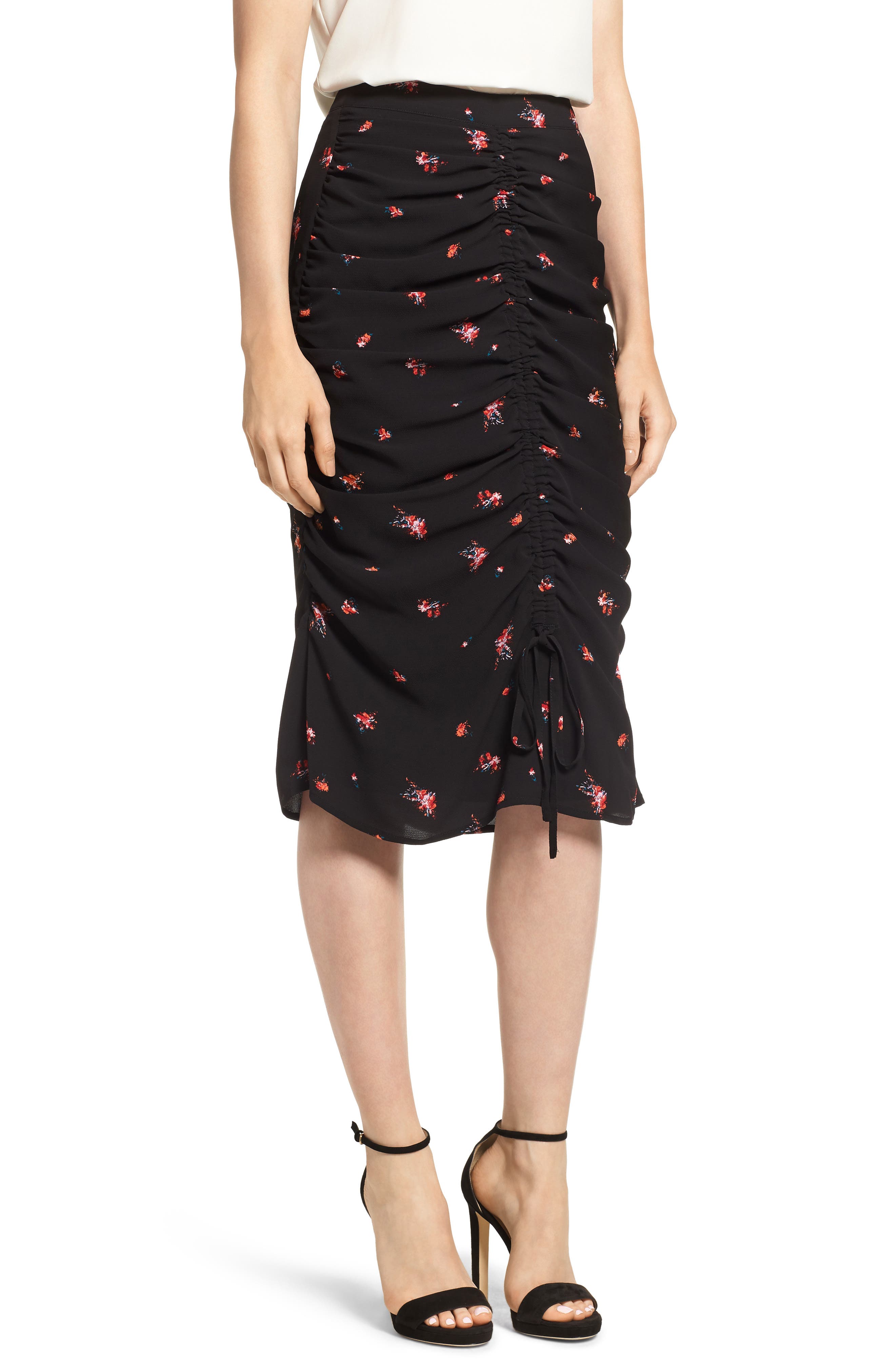 Chelsea28 Ruched Pencil Skirt, Black