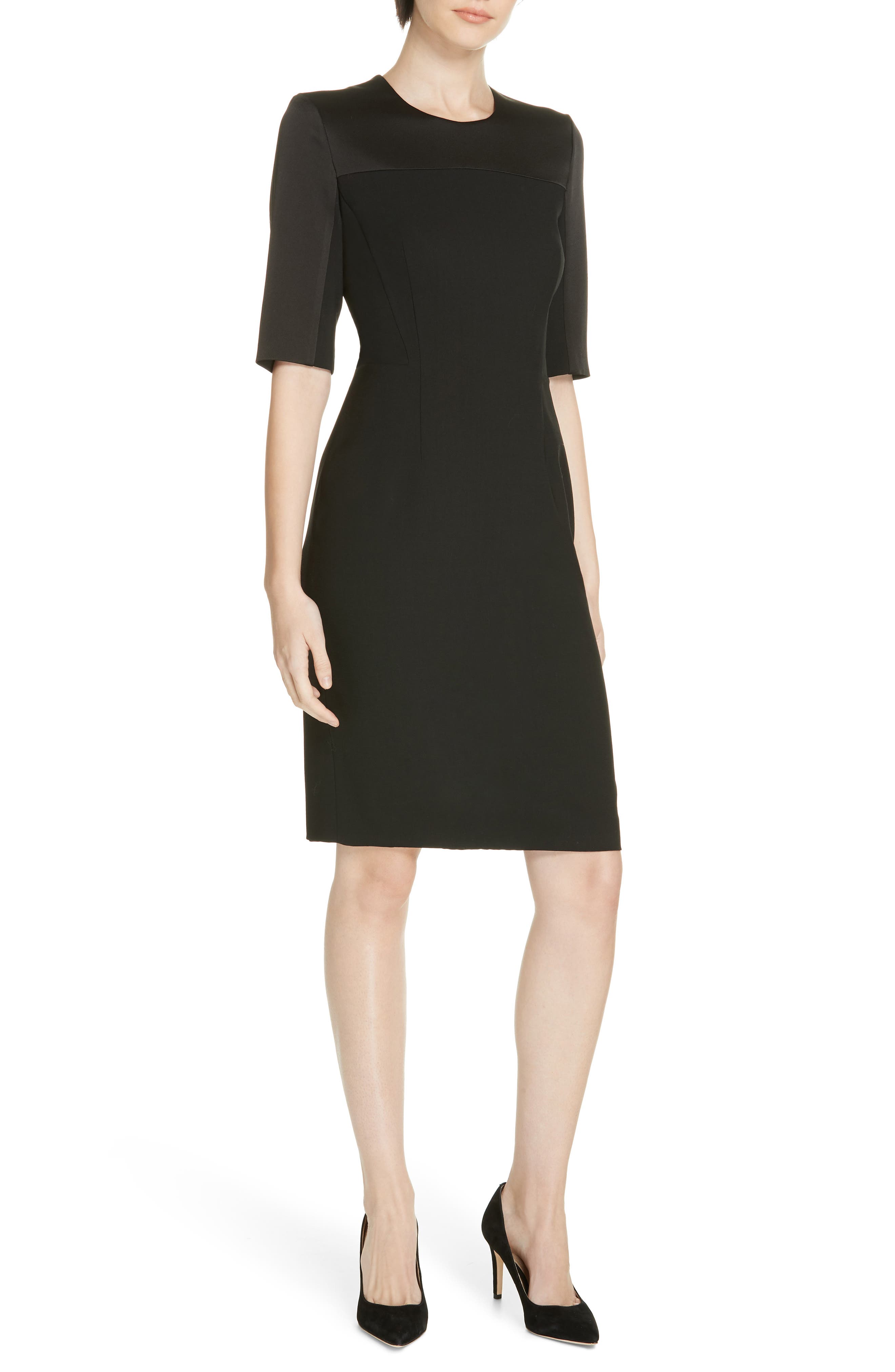 Boss Danufa Stretch Wool Sheath Dress, Size Black