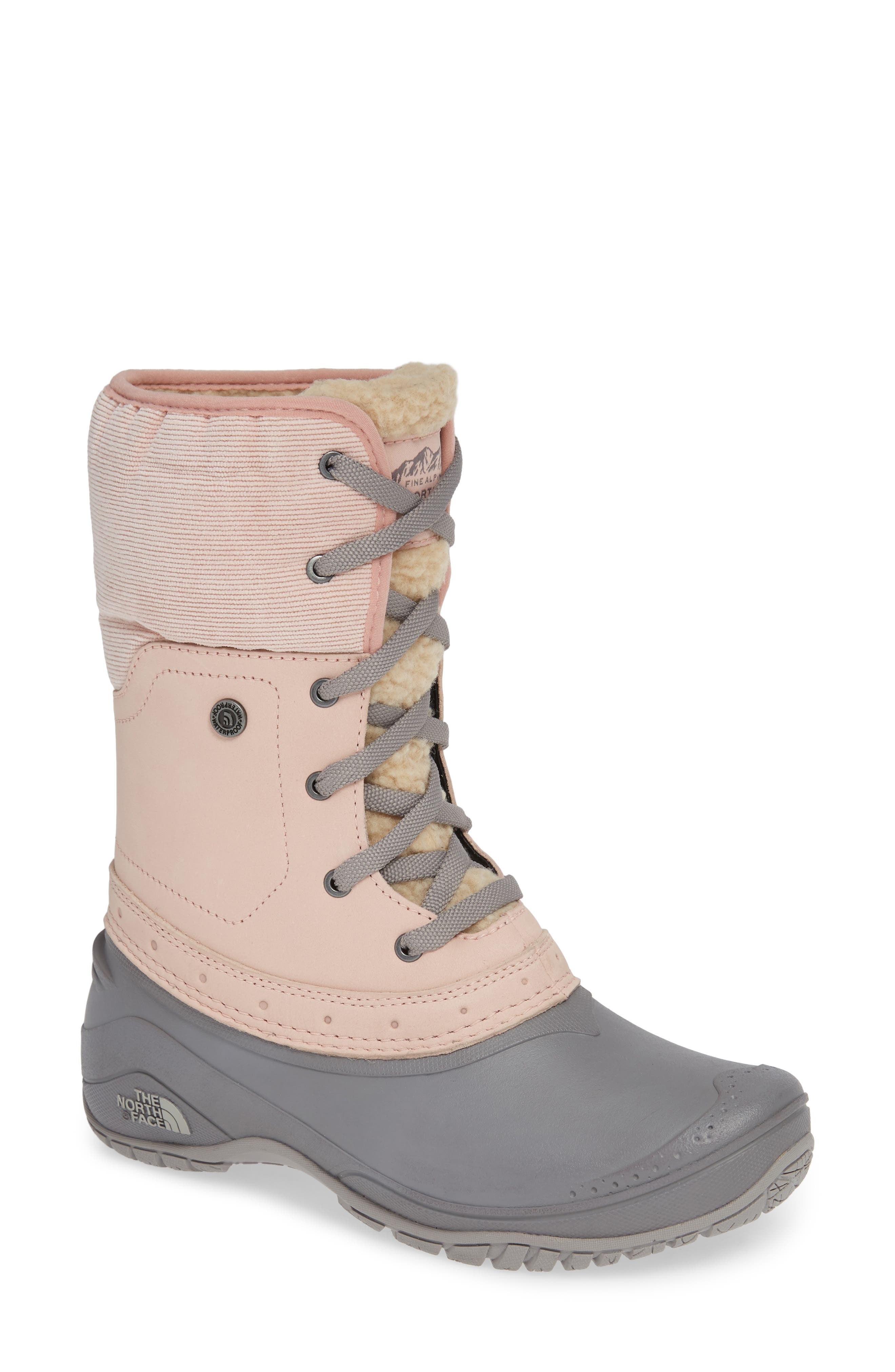 The North Face Shellista Roll Cuff Waterproof Insulated Winter Boot, Pink
